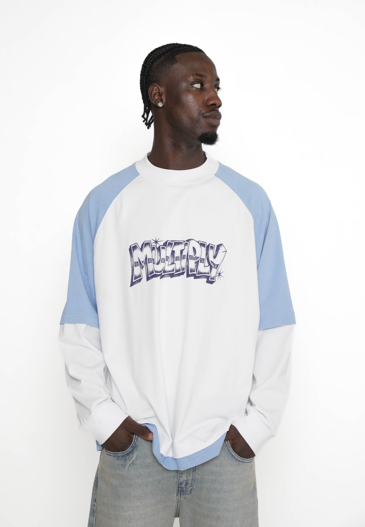 Oversize Raglan Double Longsleeve T-shirt STREET GRAFFITI Azurine