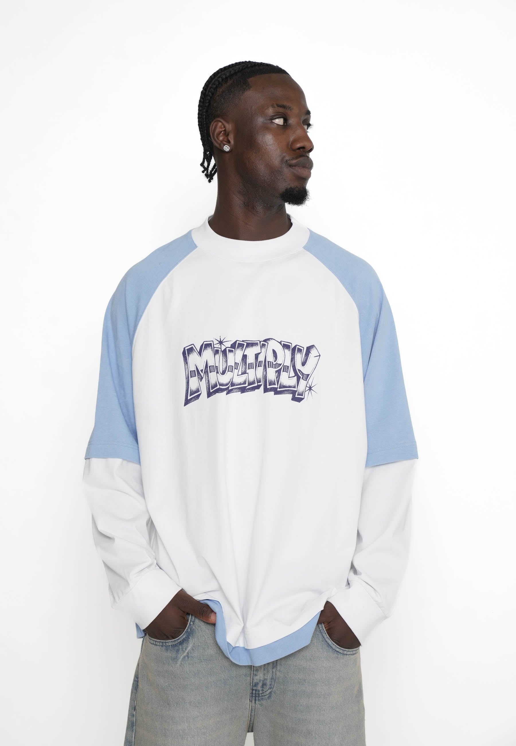 Oversize Raglan Double Longsleeve T-shirt STREET GRAFFITI Azurine