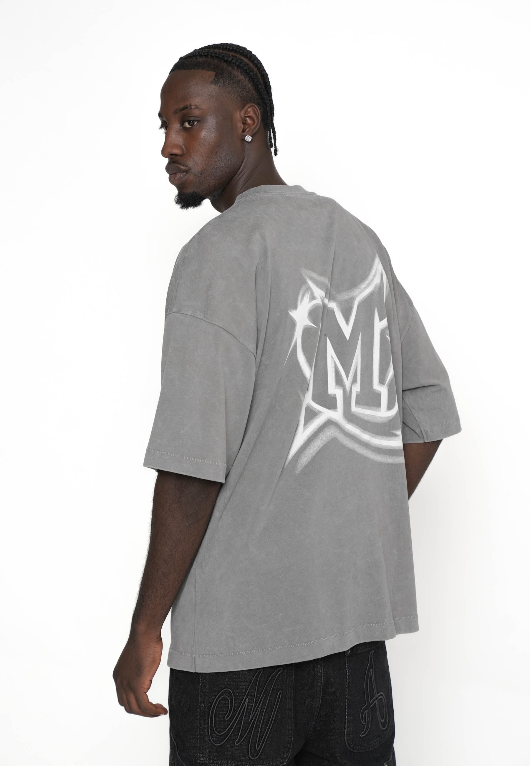 Oversize T-shirt MULTIPLY CREST Gargoyle washed