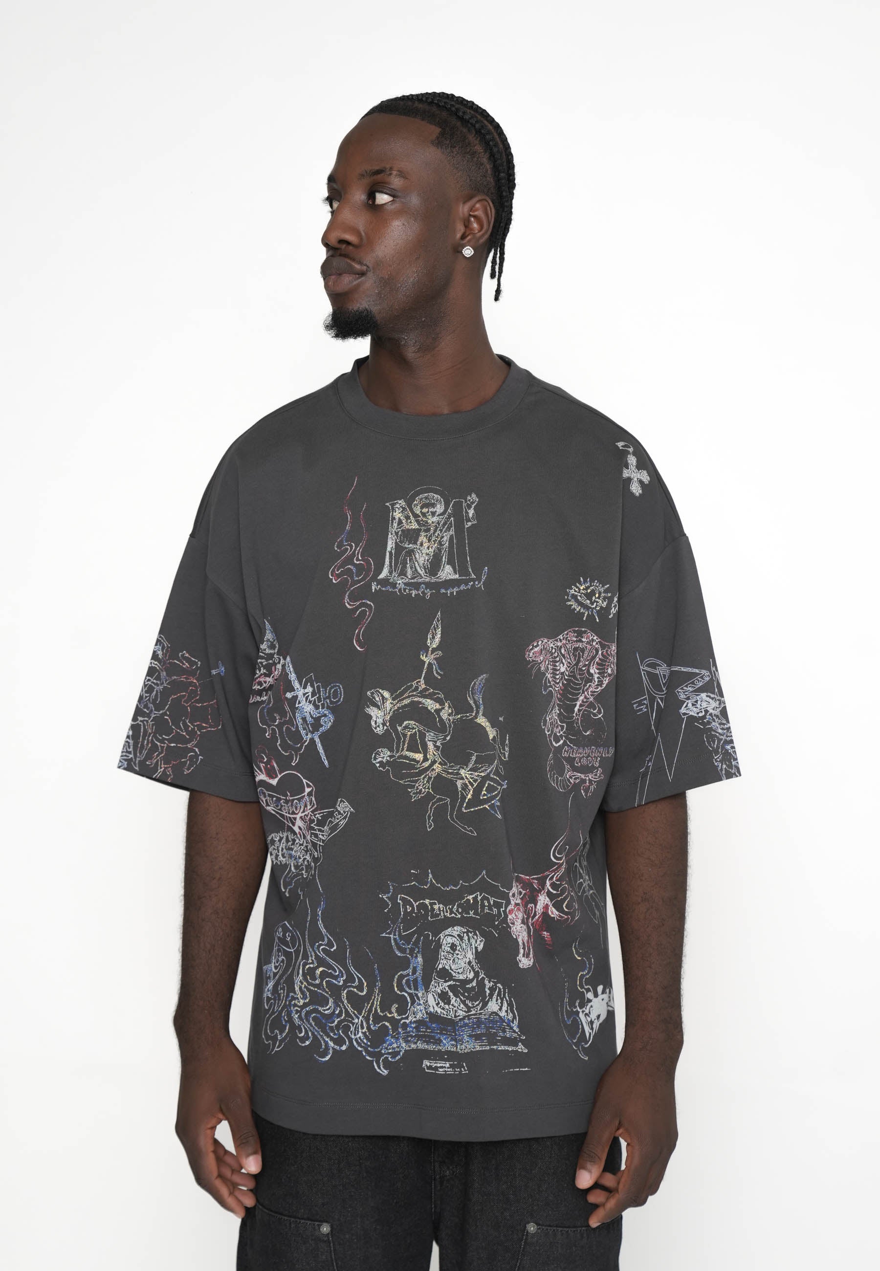 Oversize T-shirt FRESCO Black Soda Washed