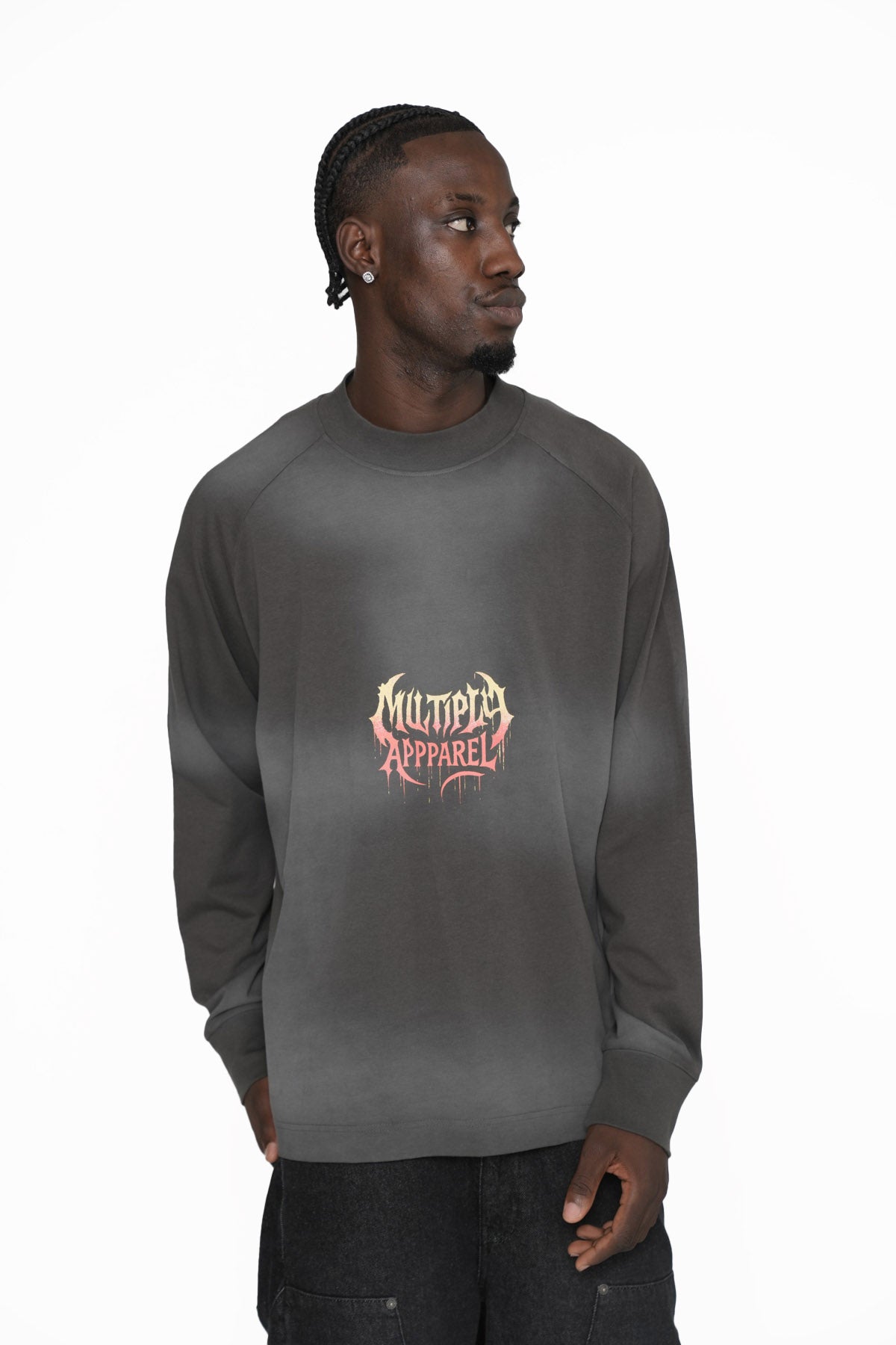 Multiply Apparel Oversize Longsleeve CINEMATIC Black Soda Washed – weitere Ansicht 4