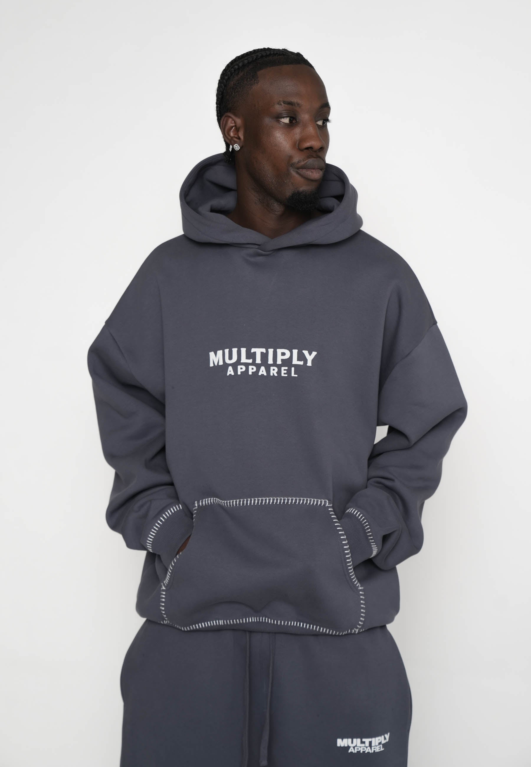 Multiply Apparel Oversize Hoodie STITCHES Odyssey Gray – weitere Ansicht 3