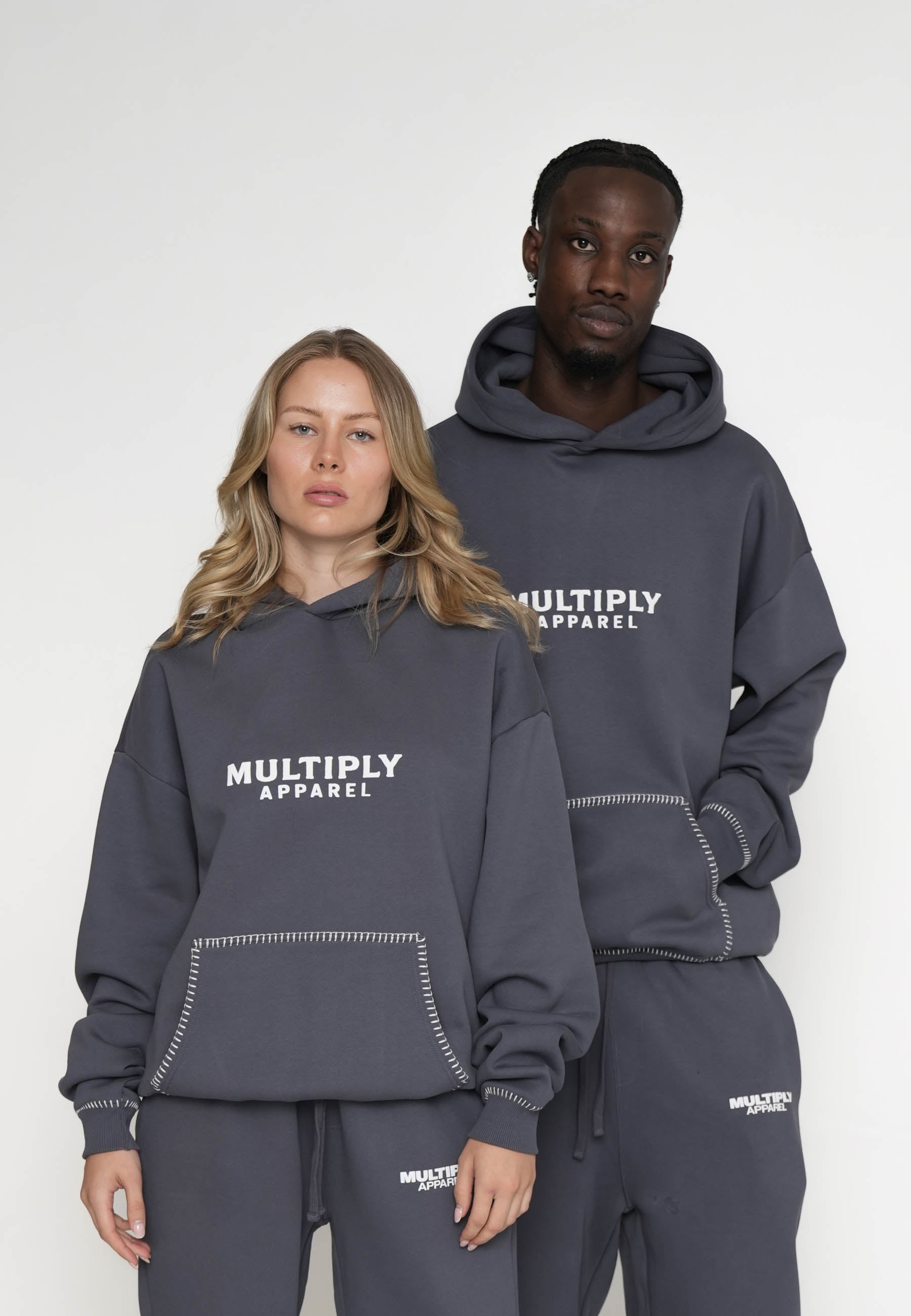 Multiply Apparel Oversize Hoodie STITCHES Odyssey Gray – Frontalansicht