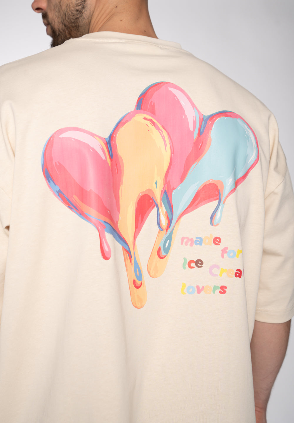 Multiply Apparel Oversize T-Shirt ICE CREAM LOVERS White Smoke – weitere Ansicht 2