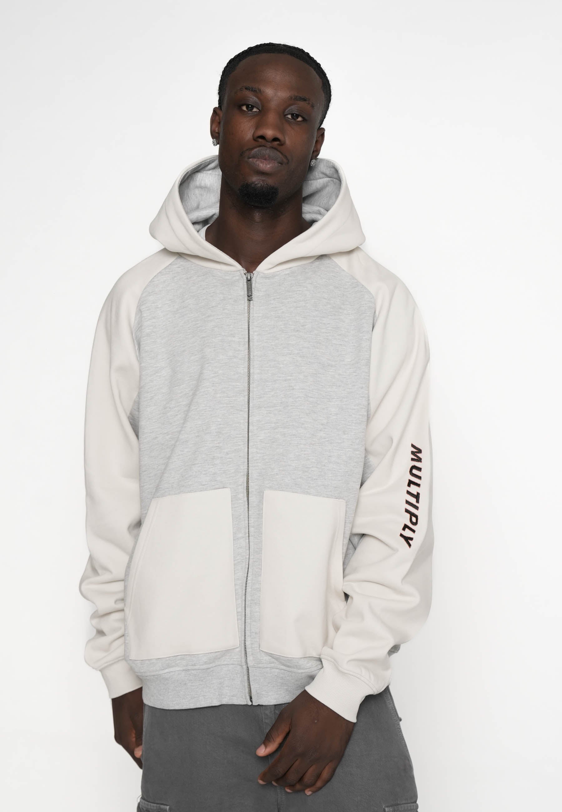 Multiply Apparel Oversize Zip Hoodie CONFIGURATION Grey Melange – weitere Ansicht 3