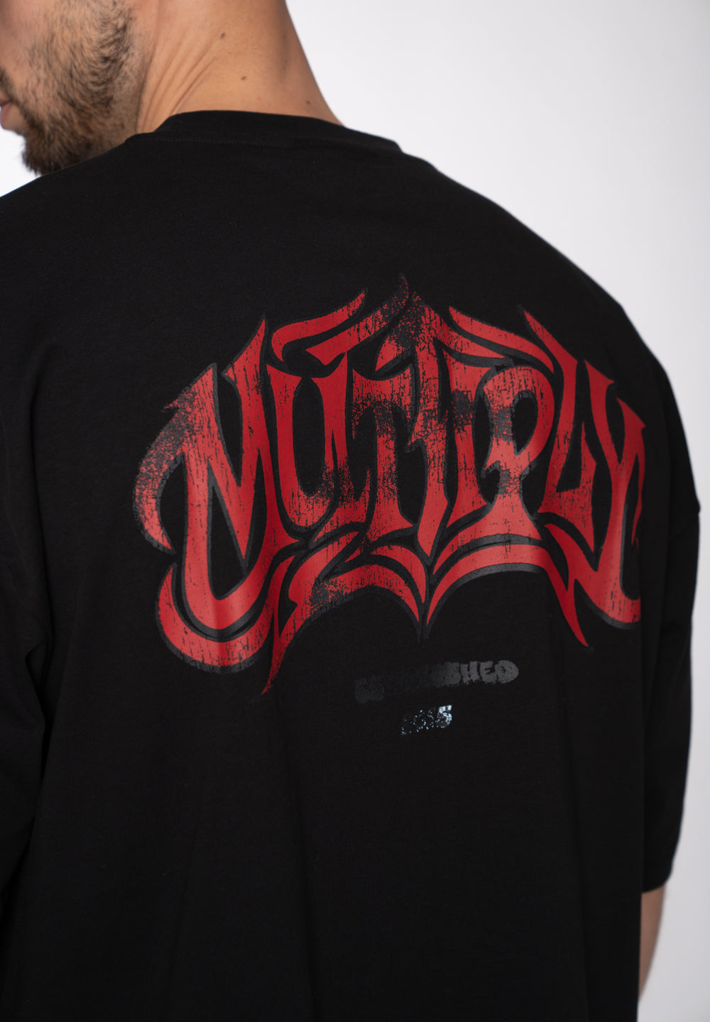 Multiply Apparel Oversize T-Shirt VINTAGE GRAFFITI Black – weitere Ansicht 4