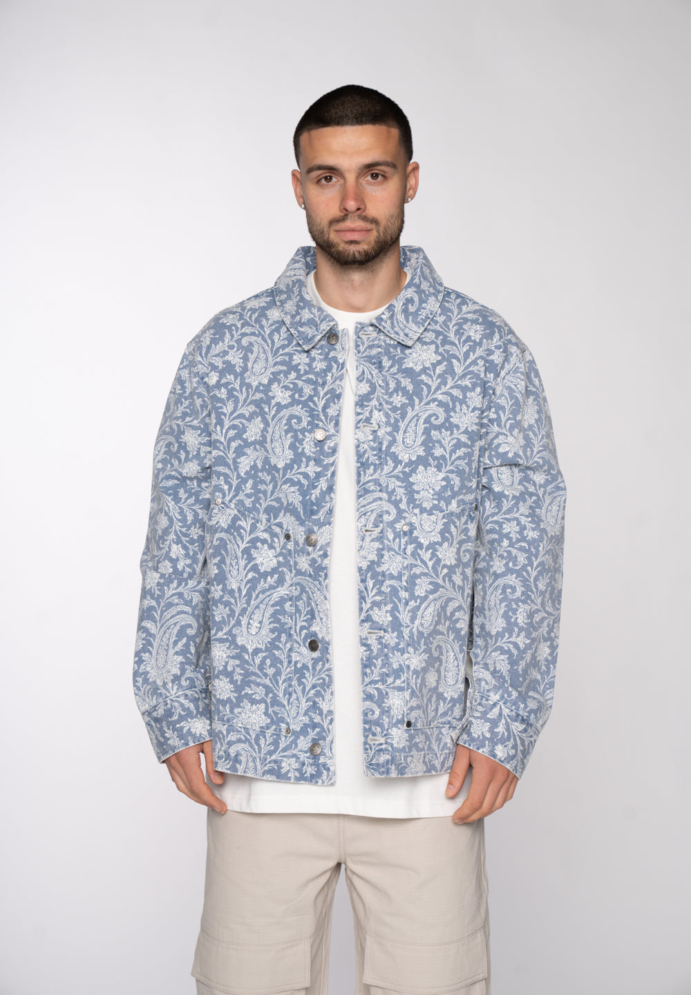 Multiply Apparel Jeans Jacket PAISLEY ONE Light Blue – weitere Ansicht 3