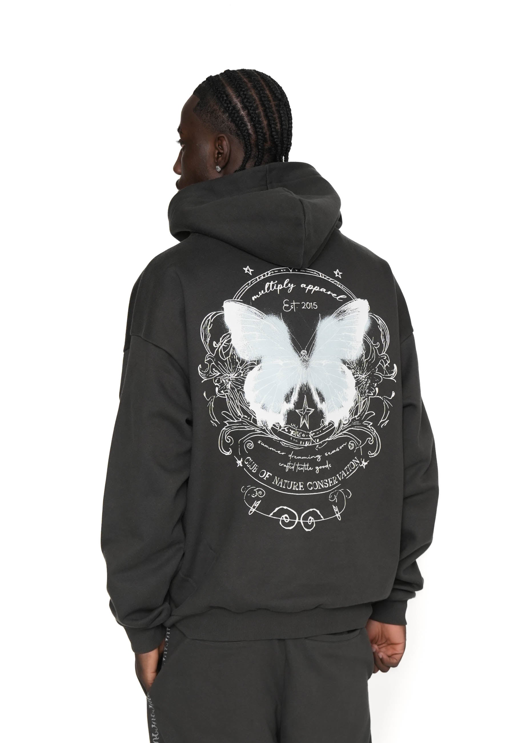 Oversize Hoodie BUTTERFLY GARDEN Phantom Washed