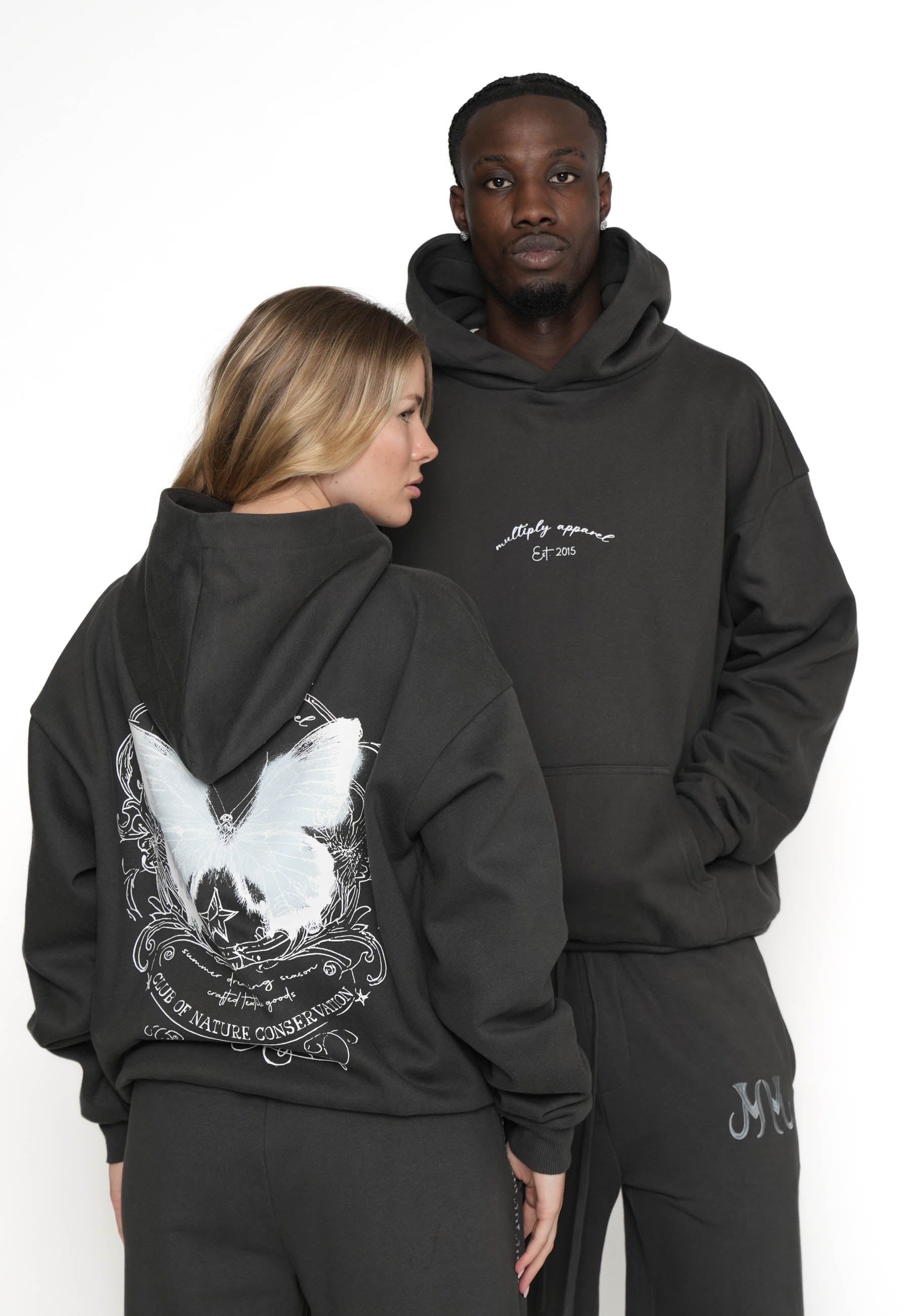 Oversize Hoodie BUTTERFLY GARDEN Phantom Washed