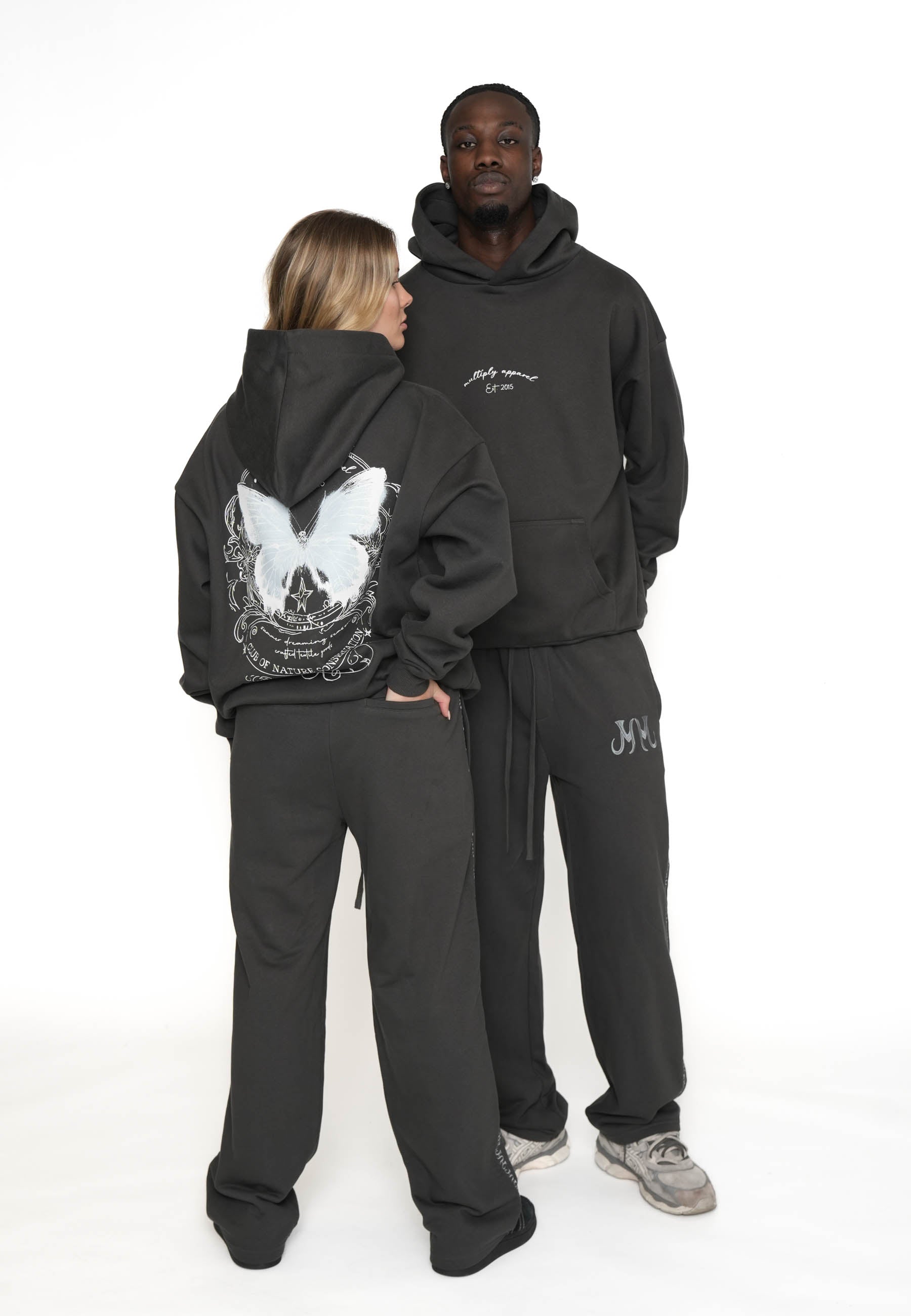 Oversize Hoodie BUTTERFLY GARDEN Phantom Washed