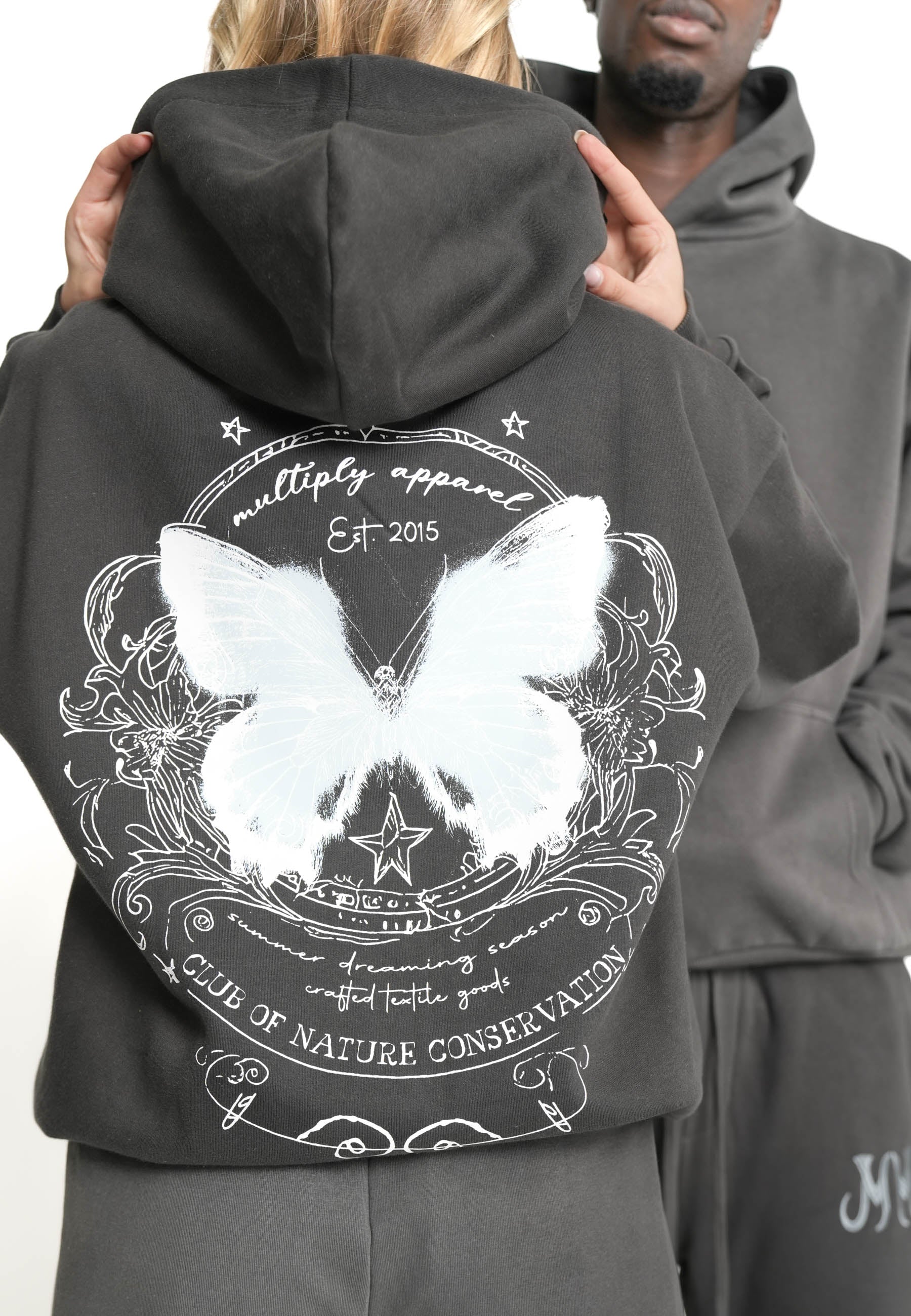 Oversize Hoodie BUTTERFLY GARDEN Phantom Washed