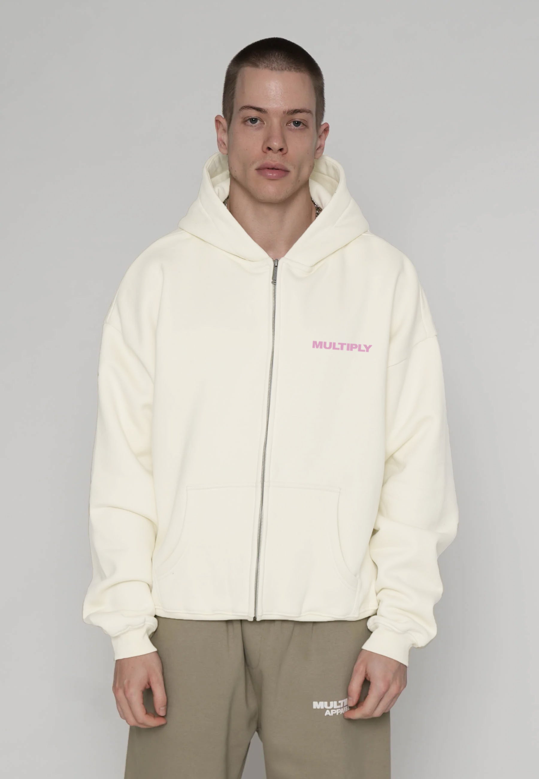 Multiply Apparel Oversize Zip Hoodie MULTIPLY Snow White – weitere Ansicht 4