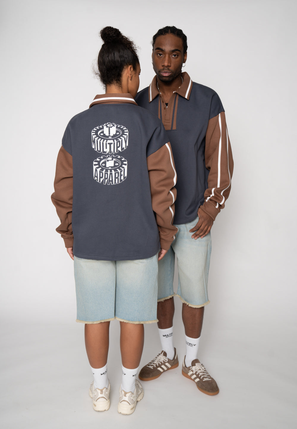 Multiply Apparel Oversize Sweatshirt Polo GRIND Ombre Blue – weitere Ansicht 8