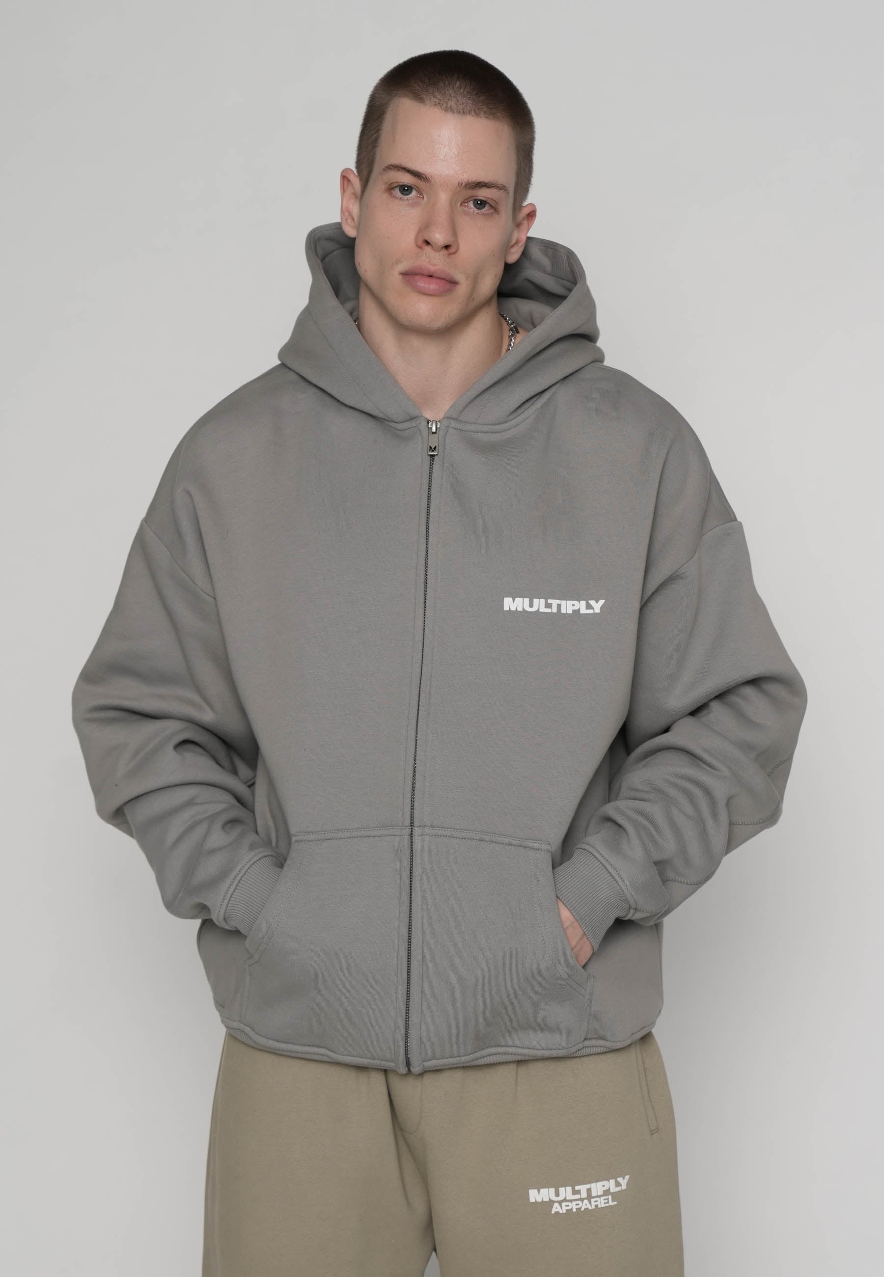 Multiply Apparel Oversize Zip Hoodie MULTIPLY Ultimate Grey – weitere Ansicht 3