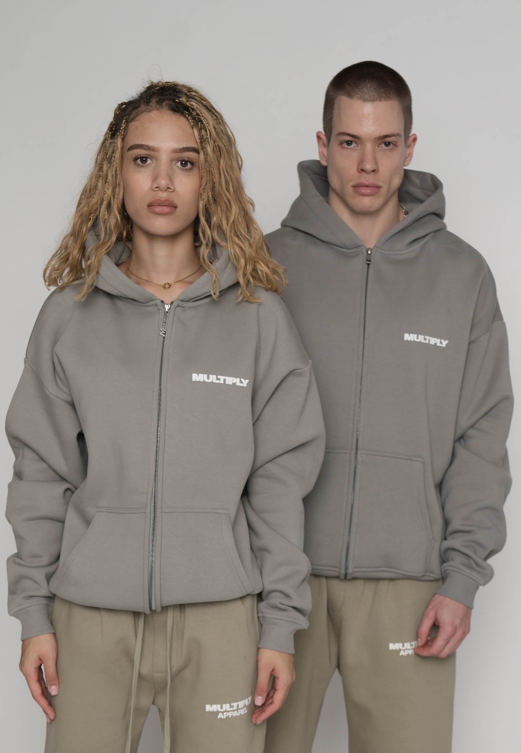 Oversize zip hoodie MULTIPLY Ultimate Grey