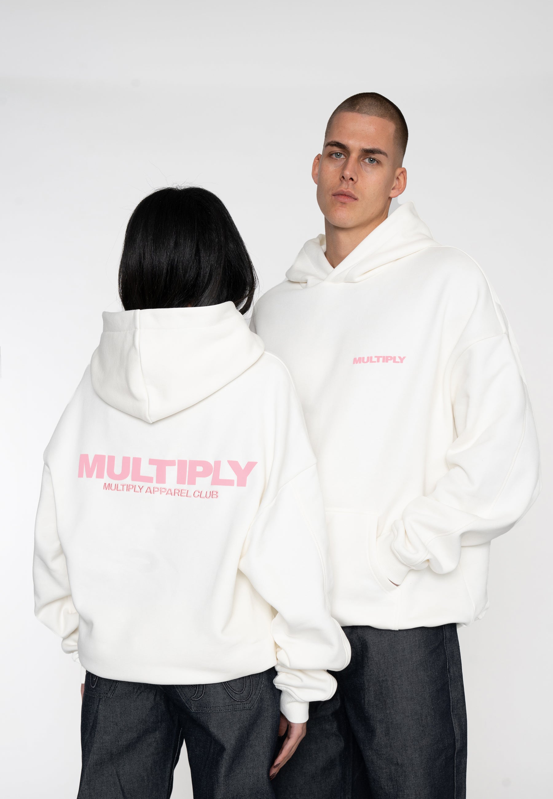 Multiply Apparel Oversize Hoodie MULTIPLY Snow White – Frontalansicht