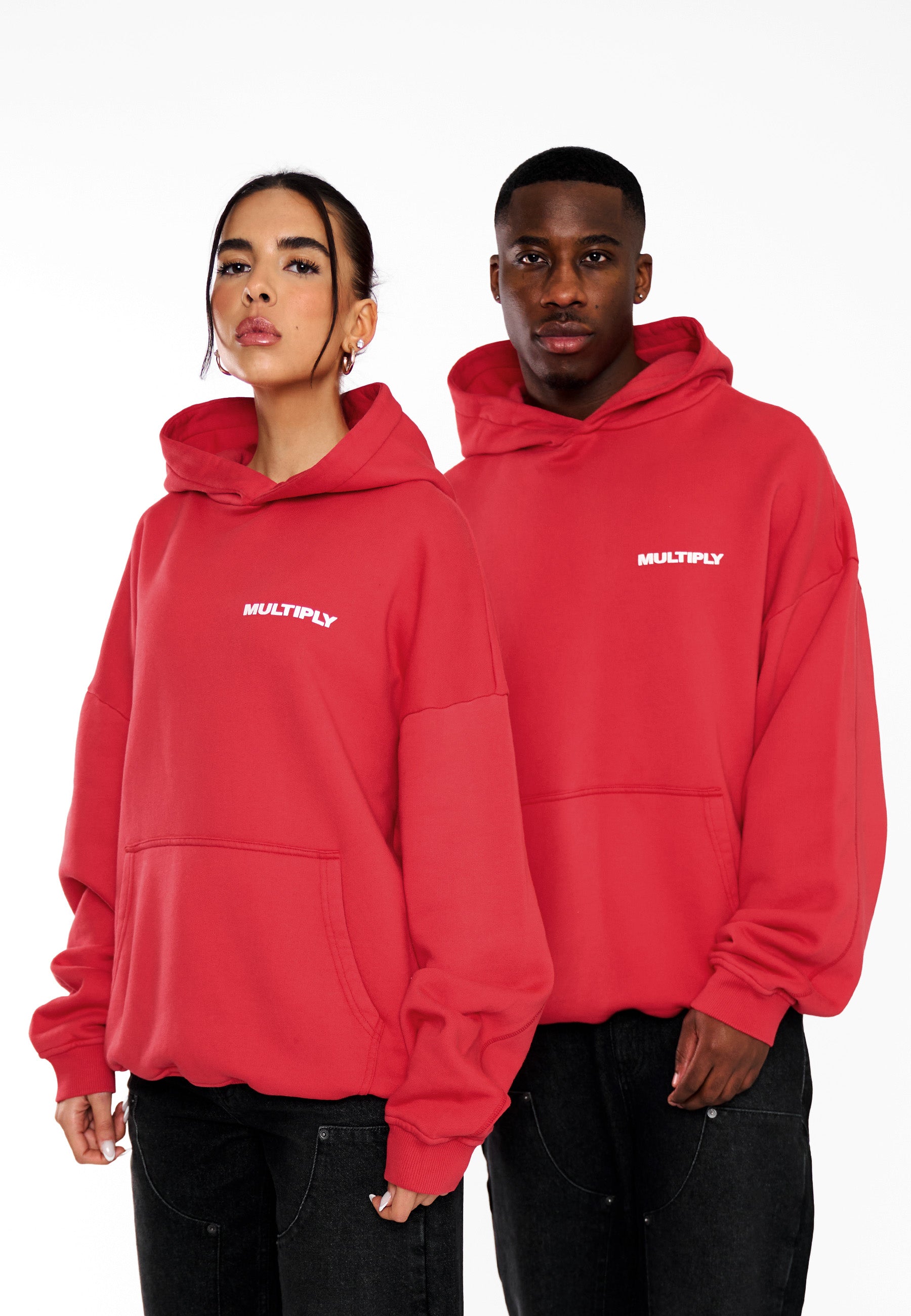 Multiply Apparel Oversize Hoodie MULTIPLY True Red – Frontalansicht