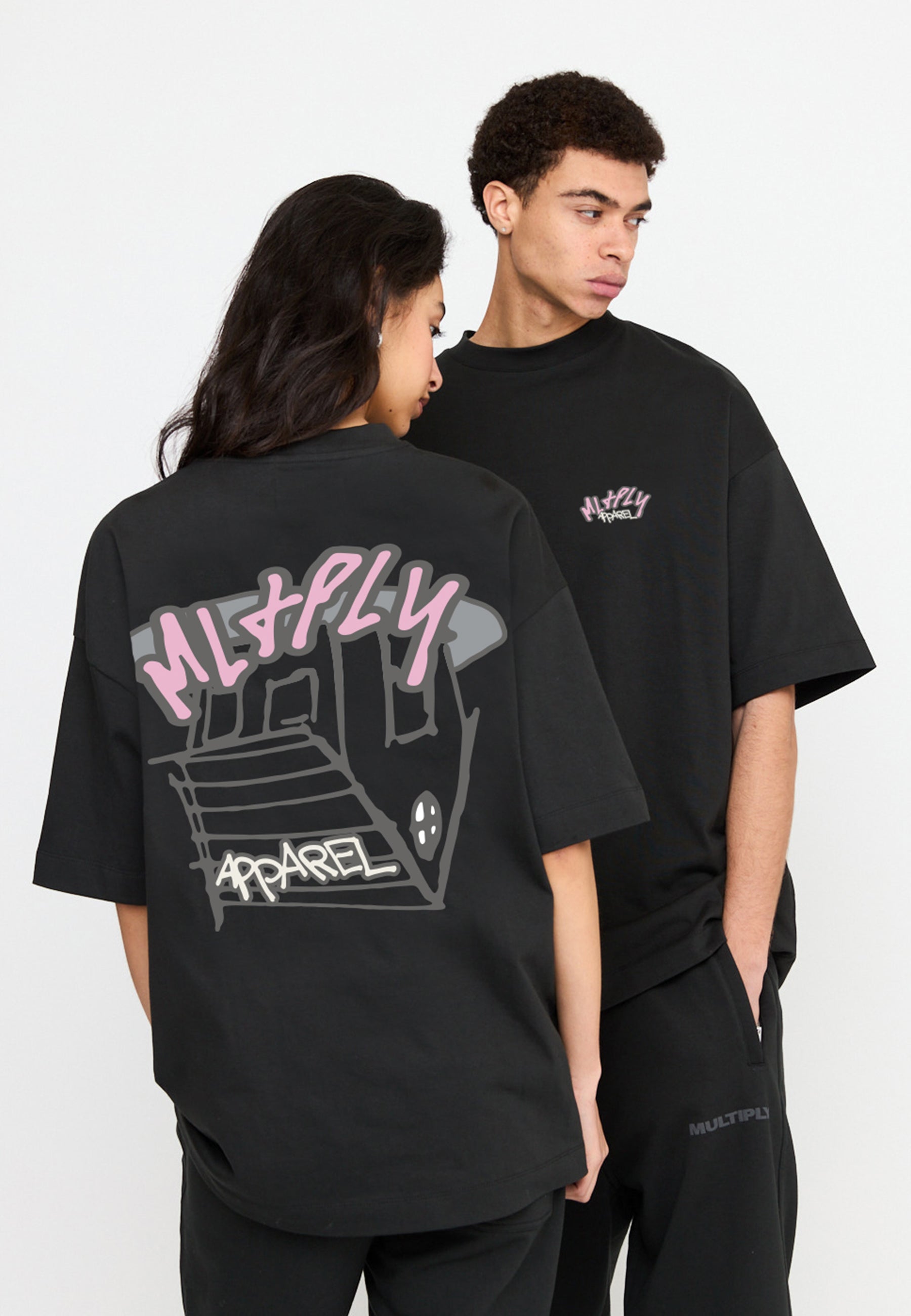 Multiply Spparel Oversize T-Shirt ISOLATION Black Soda Washed