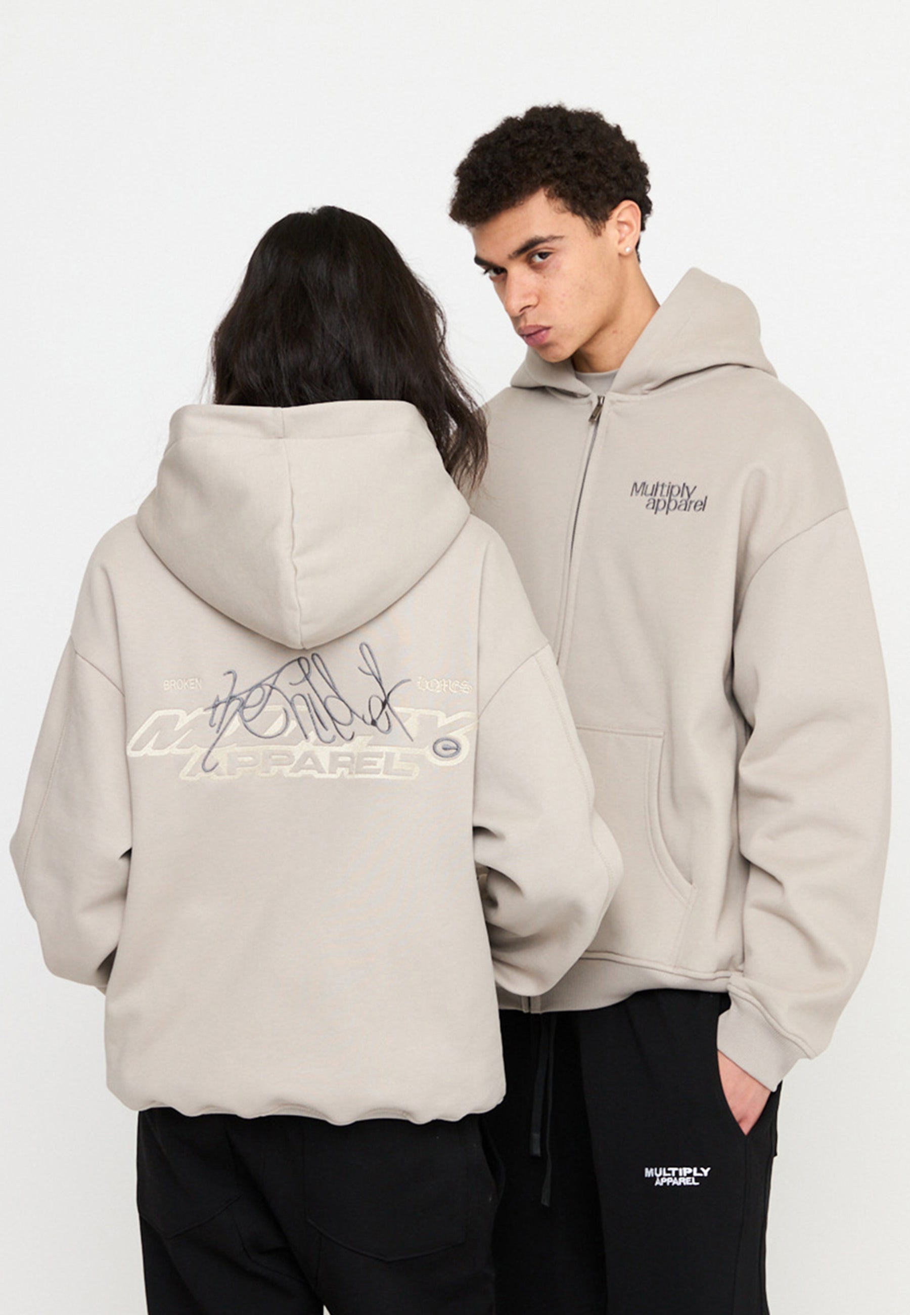 Multiply Spparel Oversize Zip Hoodie FRIENDLESS String