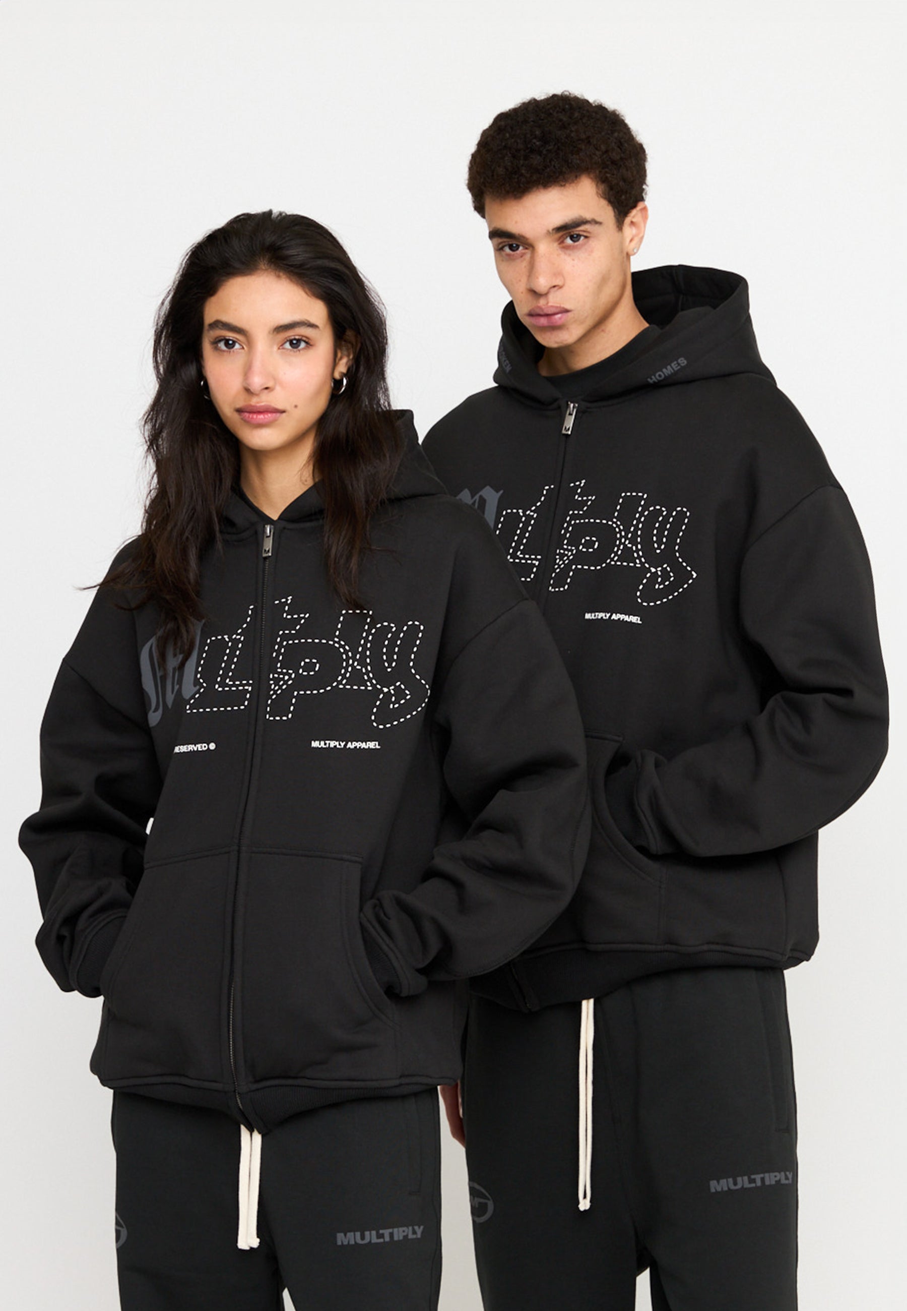 Multiply Spparel Oversize Zip Hoodie LONELINESS Black Soda Washed