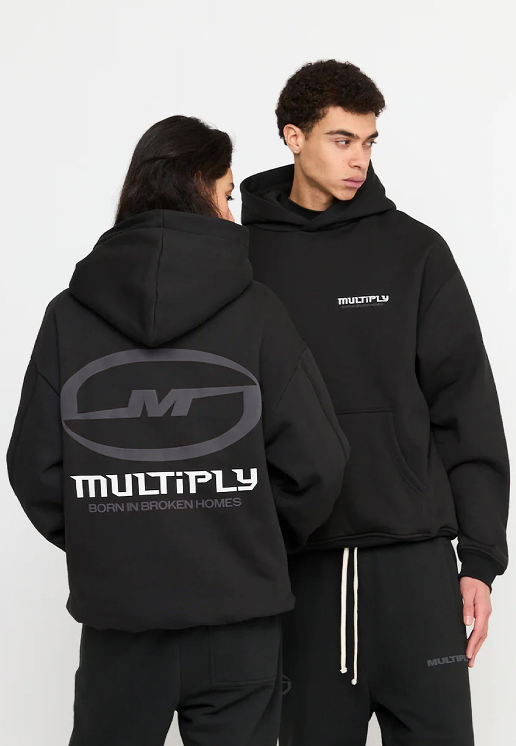 Multiply Spparel Oversize Hoodie BROKEN IDENTITY Black Soda Washed
