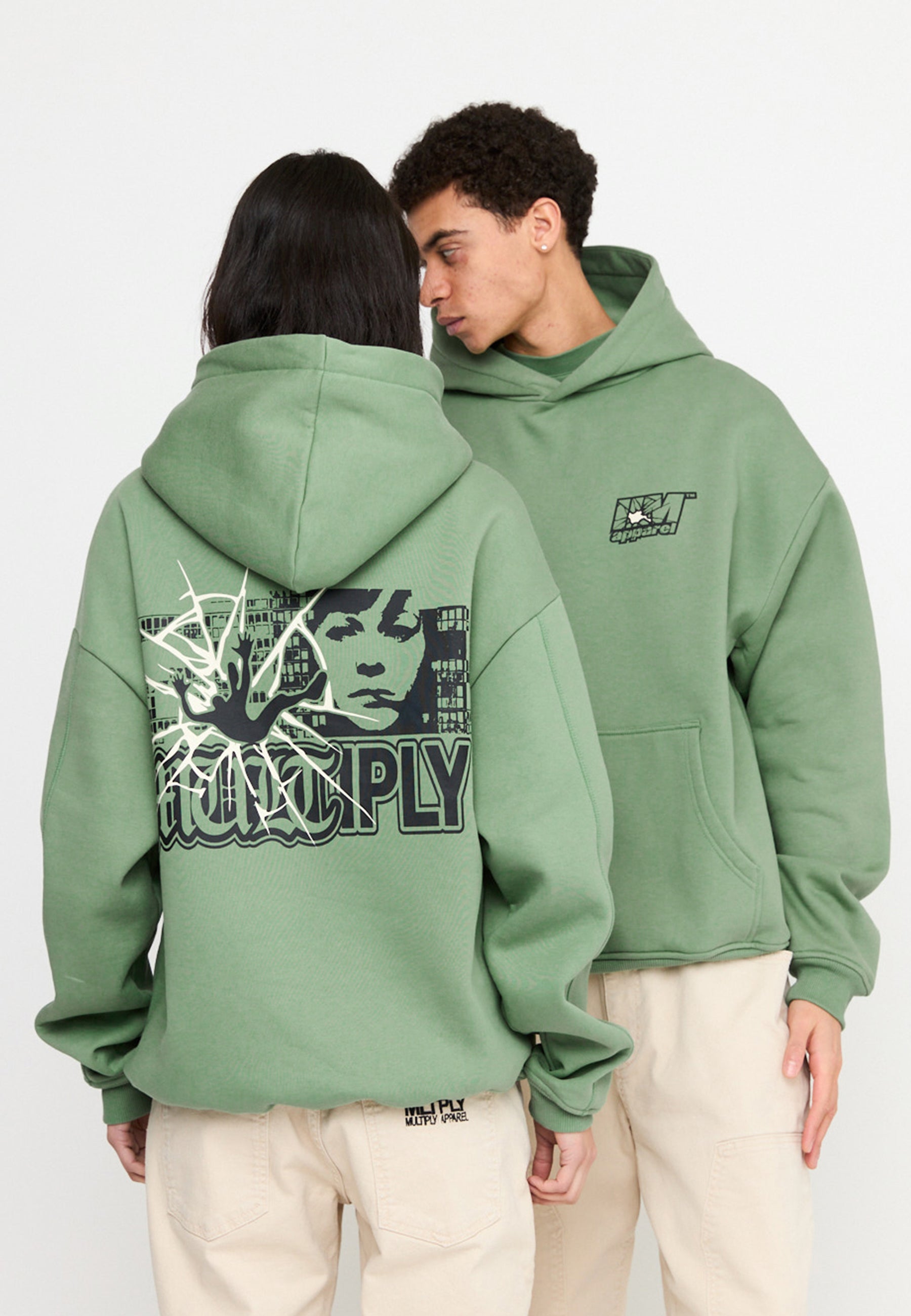 Multiply Spparel Oversize Hoodie INSECURITY Hedge Green