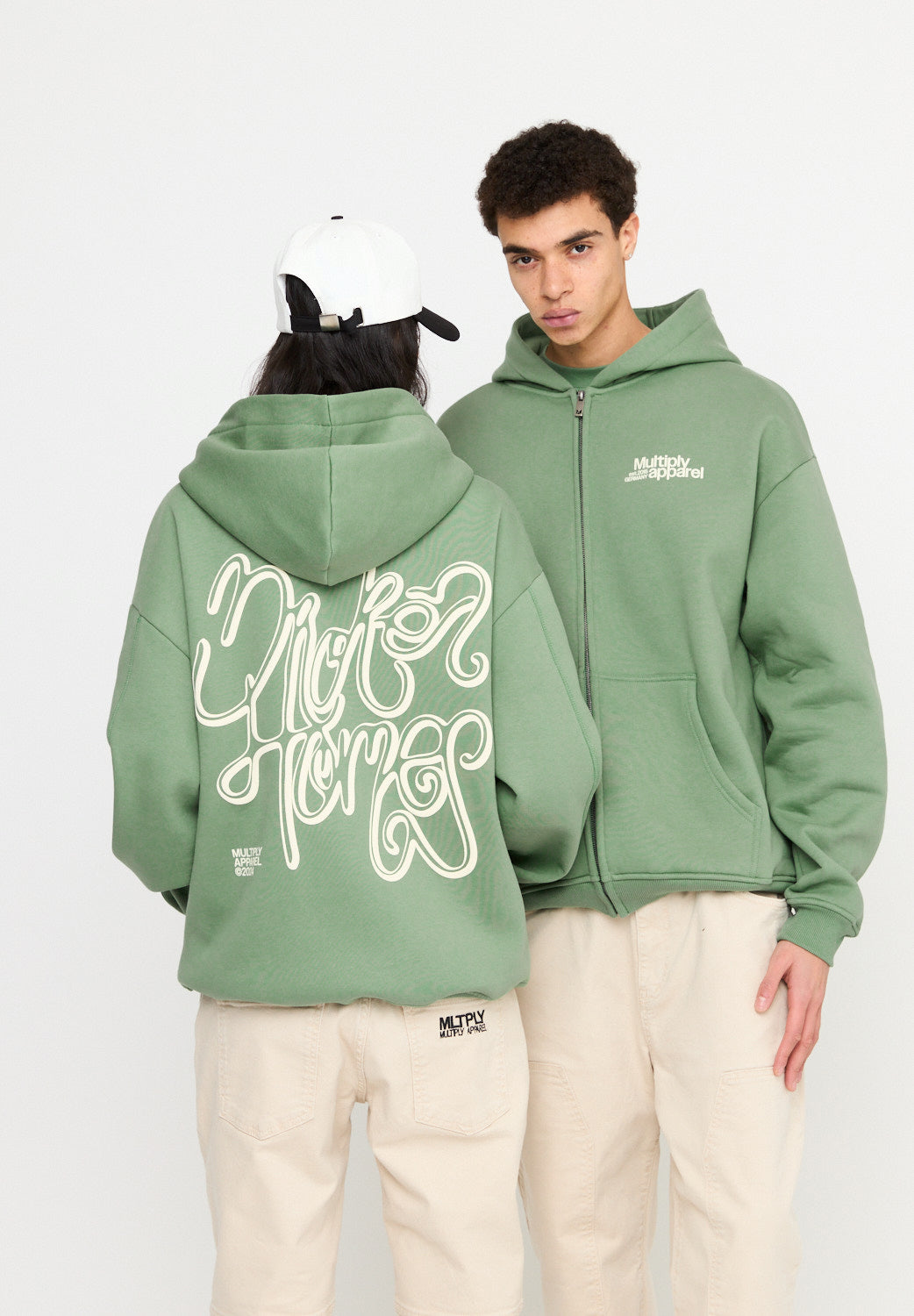 Oversize zip hoodie CONFLICT Hedge Green