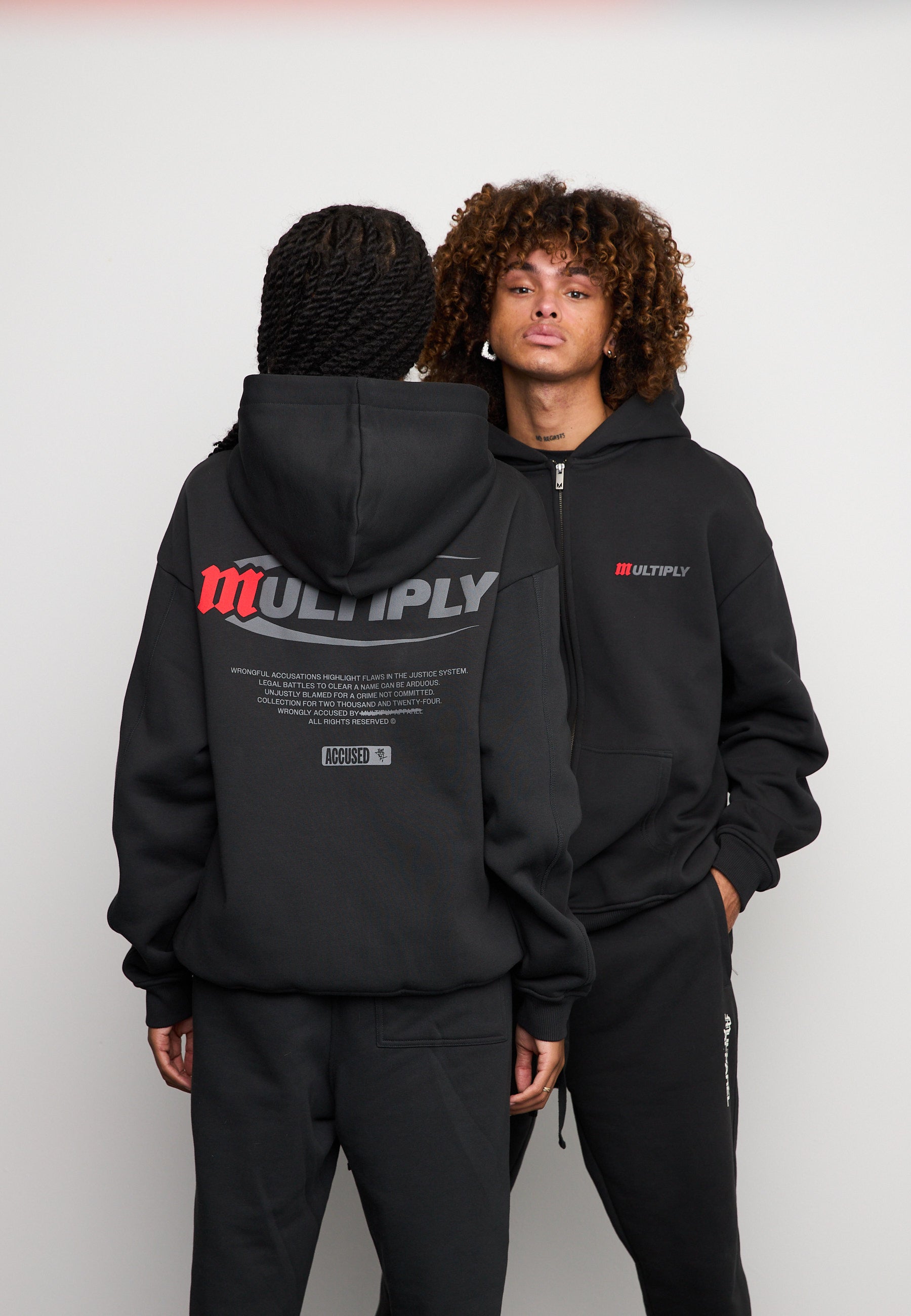 Multiply Spparel Oversize Zip Hoodie ACCUSED Black Soda Washed