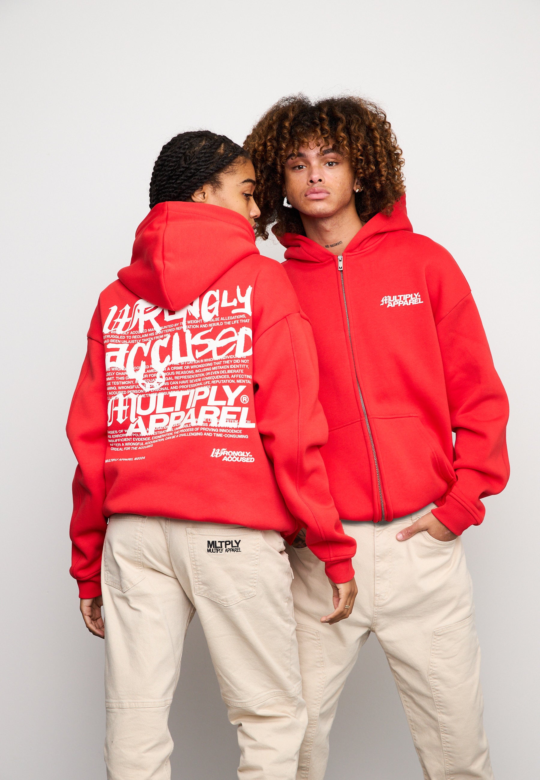 Multiply Spparel Oversize Zip Hoodie TRIAL Flame Scarlet