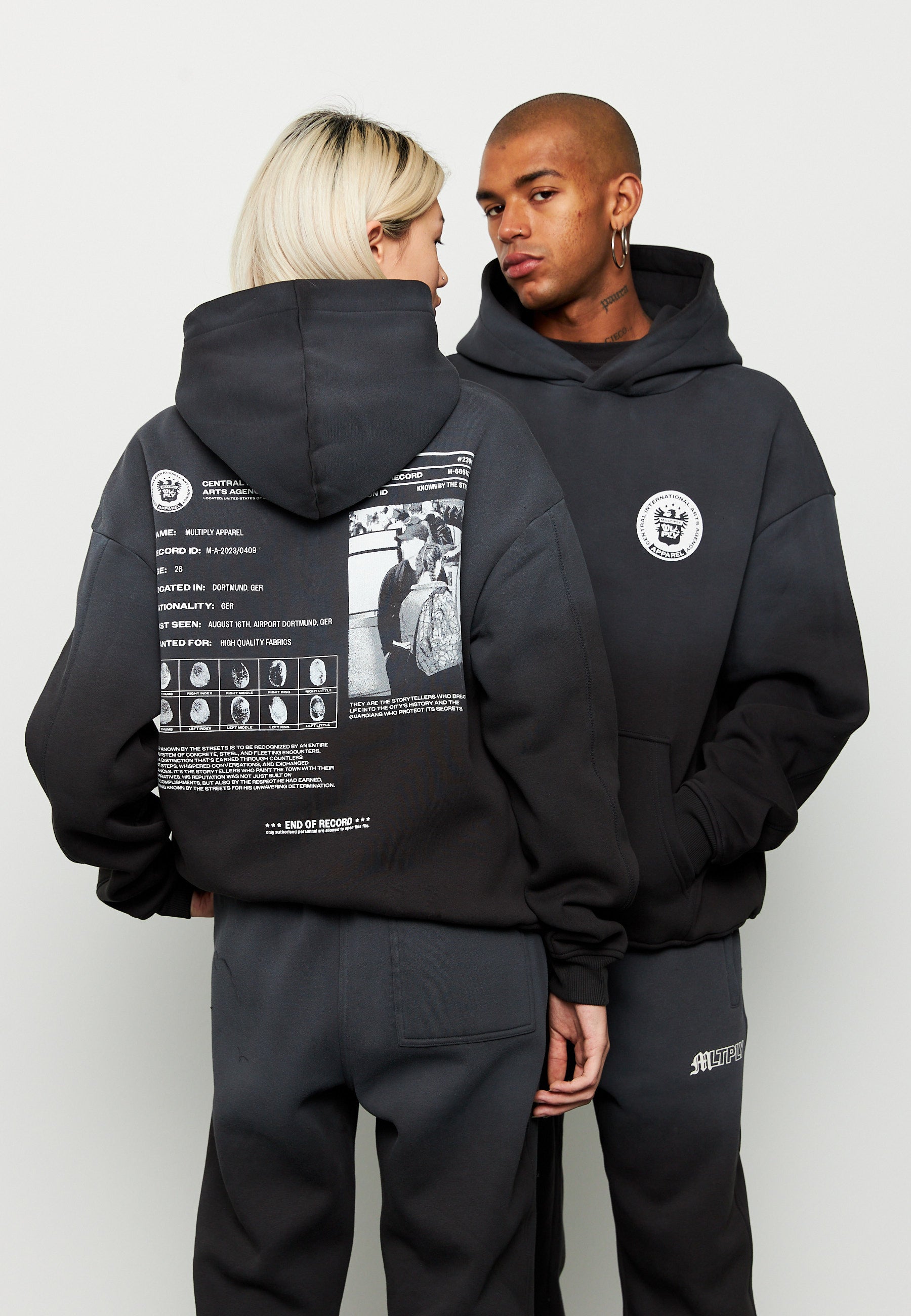 Multiply Spparel Oversize Hoodie SUSPICIOUS Black Soda Washed