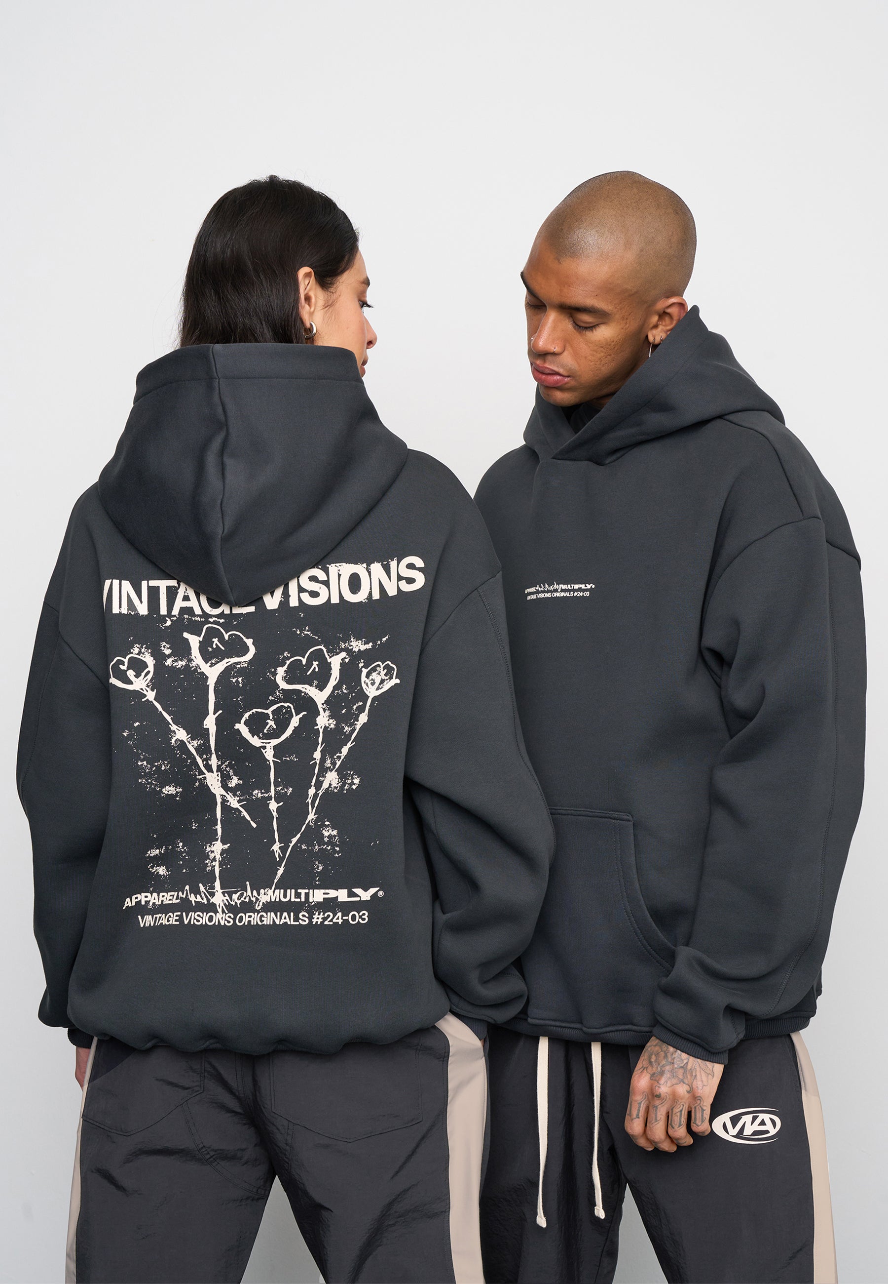 Multiply Spparel Oversize Hoodie V Visions Black Soda Washed