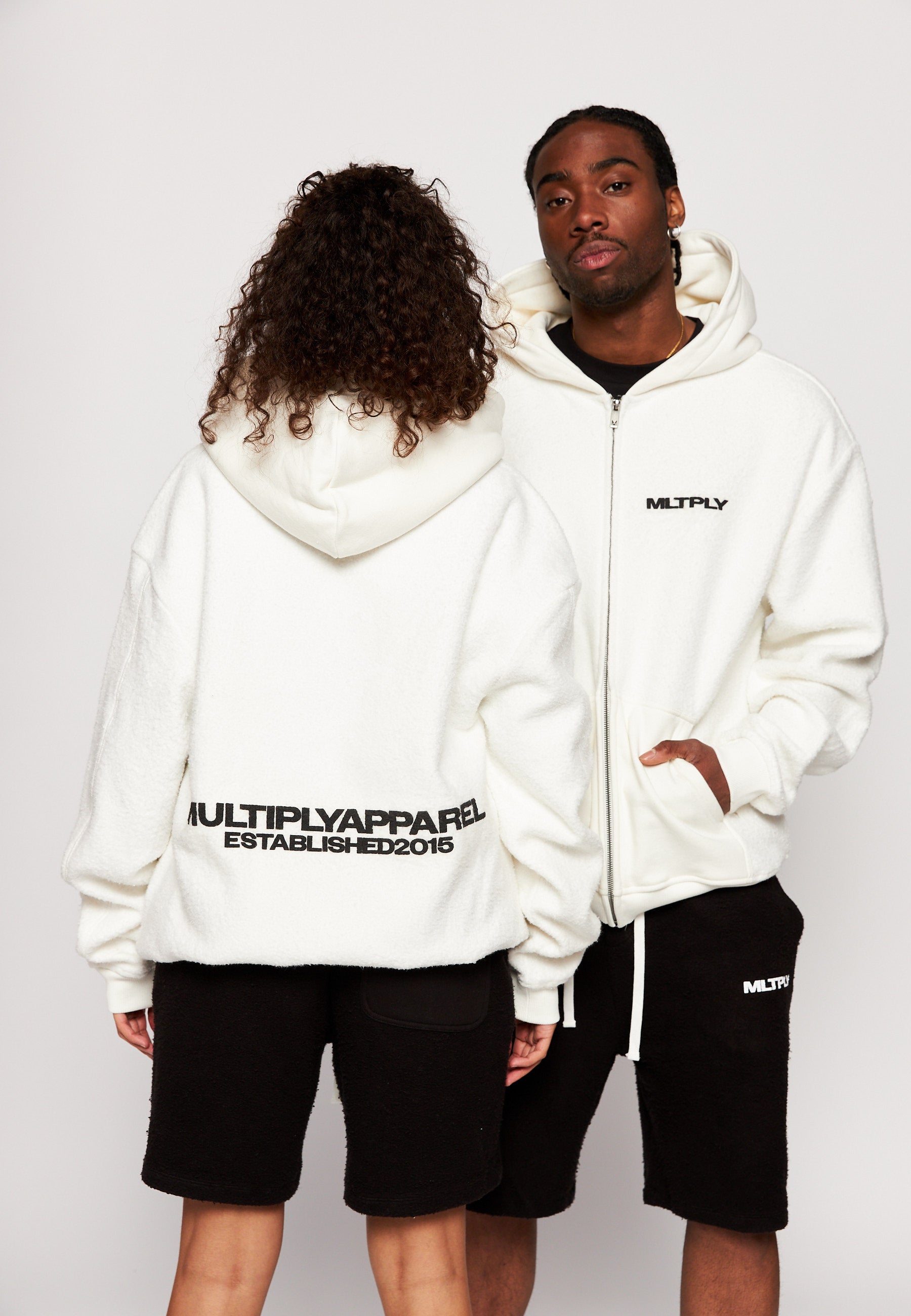 Multiply Spparel Oversize Zip Hoodie BRUSHED Off White
