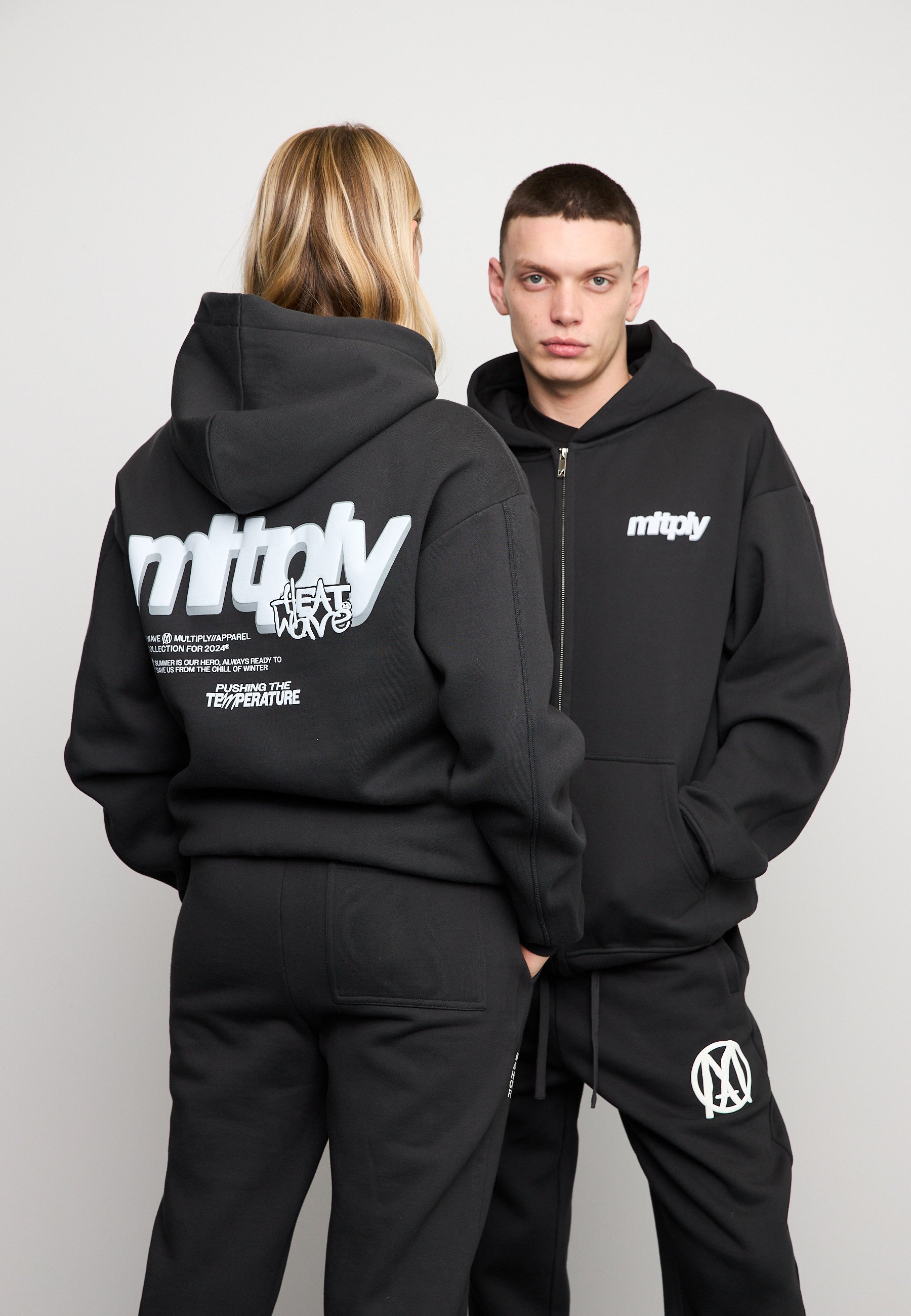Multiply Spparel Oversize Zip Hoodie HEAT Black Soda Washed