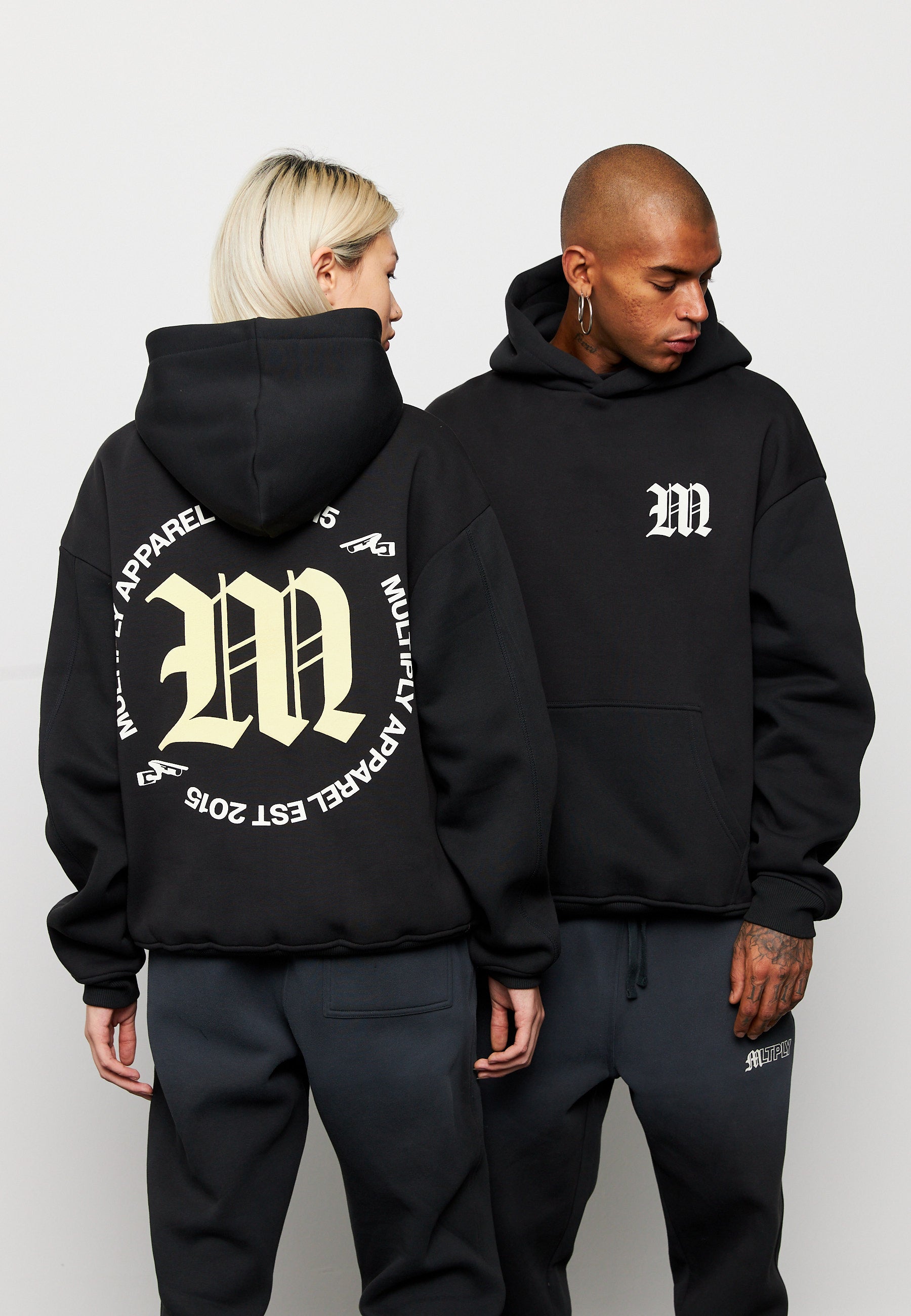 Multiply Spparel Oversize Hoodie M CIRCLE Black Soda Washed