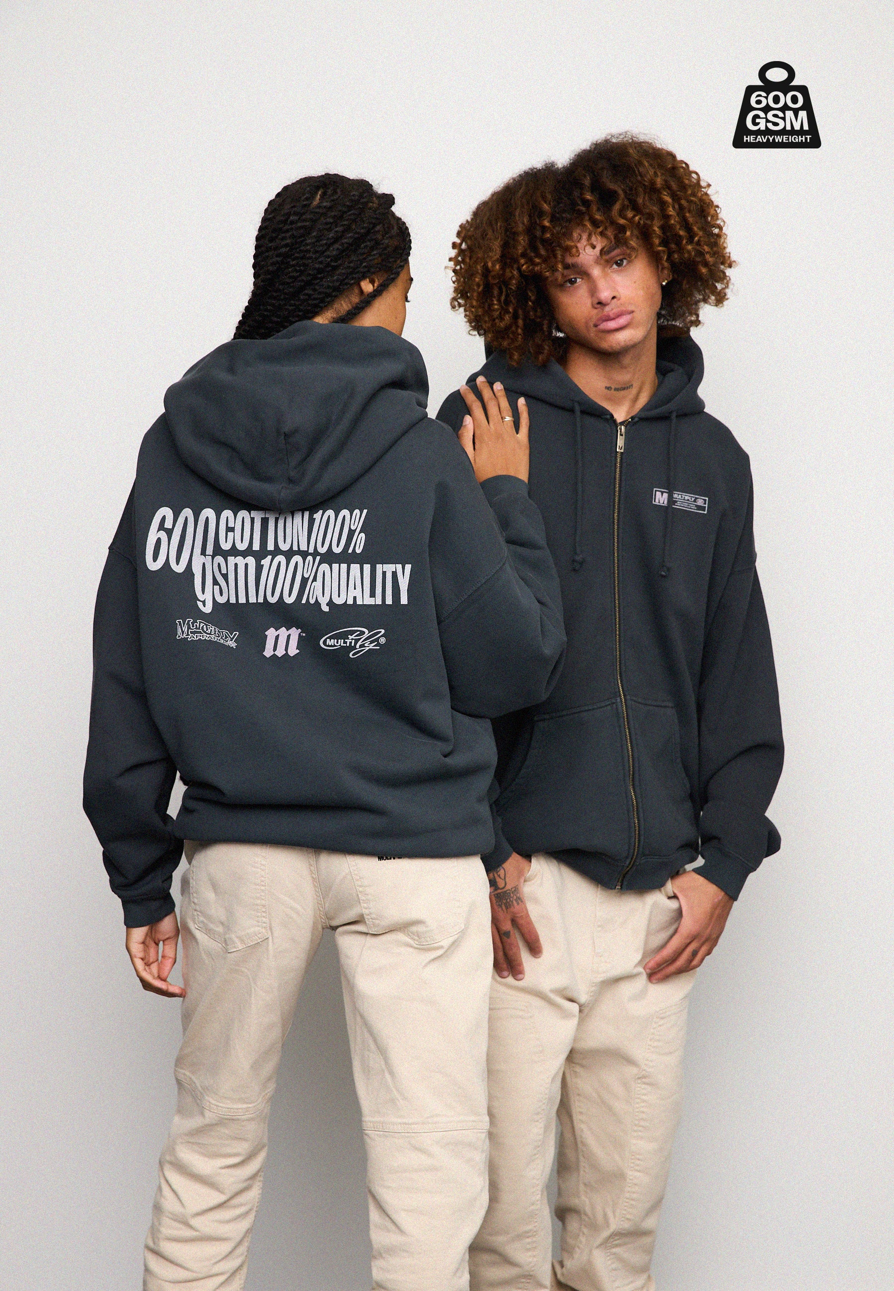 Multiply Spparel Oversize Zip Hoodie HEAVY Black Soda