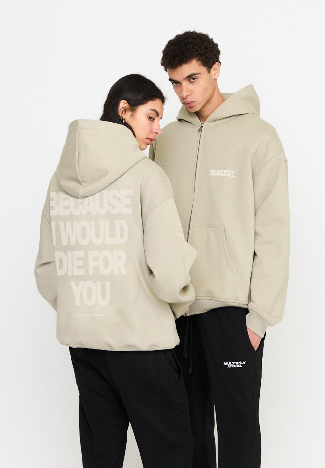 Multiply Spparel Oversize Zip Hoodie DIE FOR YOU Cement