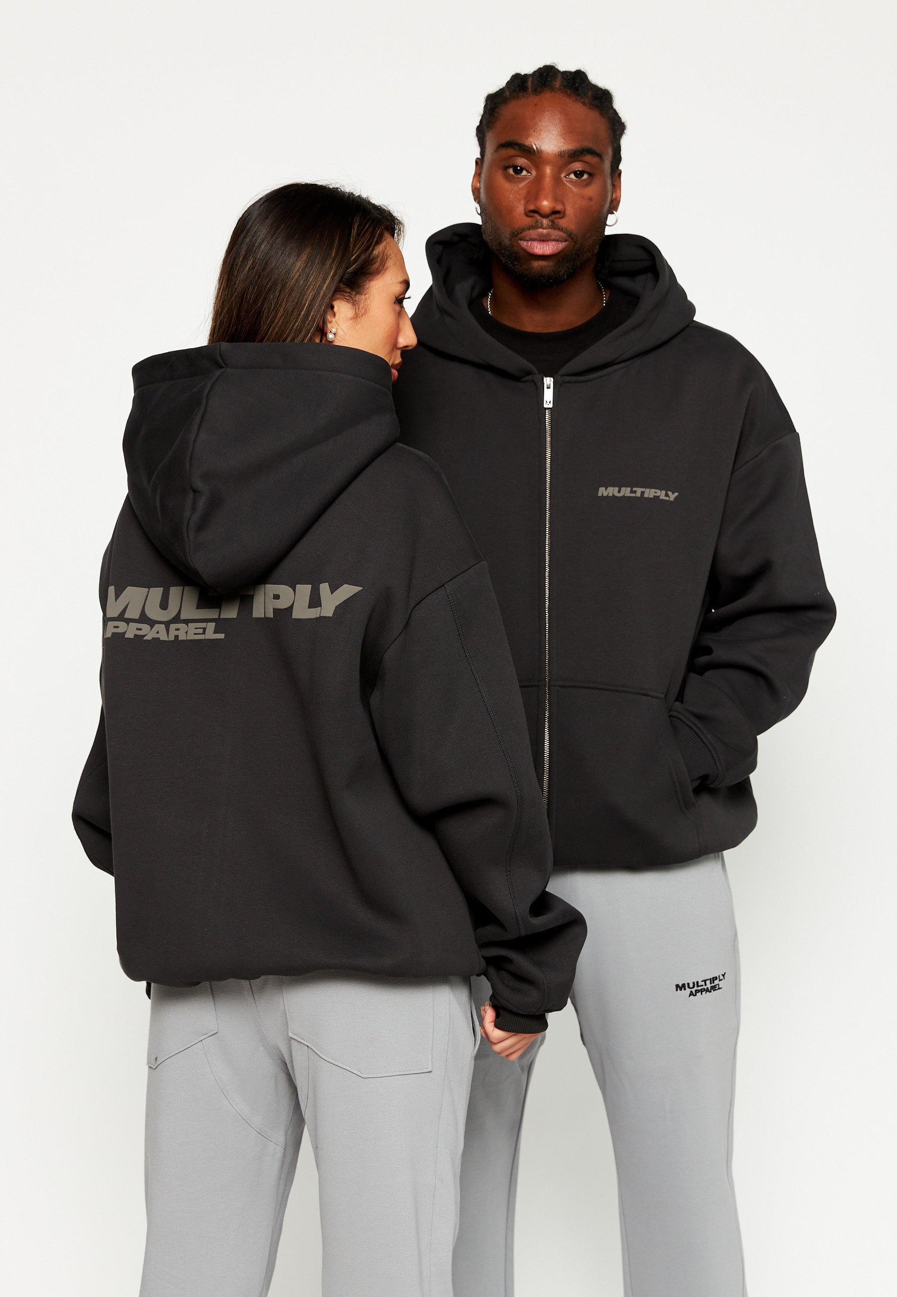 Multiply Spparel Oversize Zip Hoodie BASIQUE Black Soda