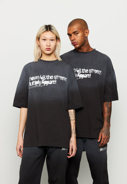Oversize T-Shirt BY THE STREETS Black Soda Washed