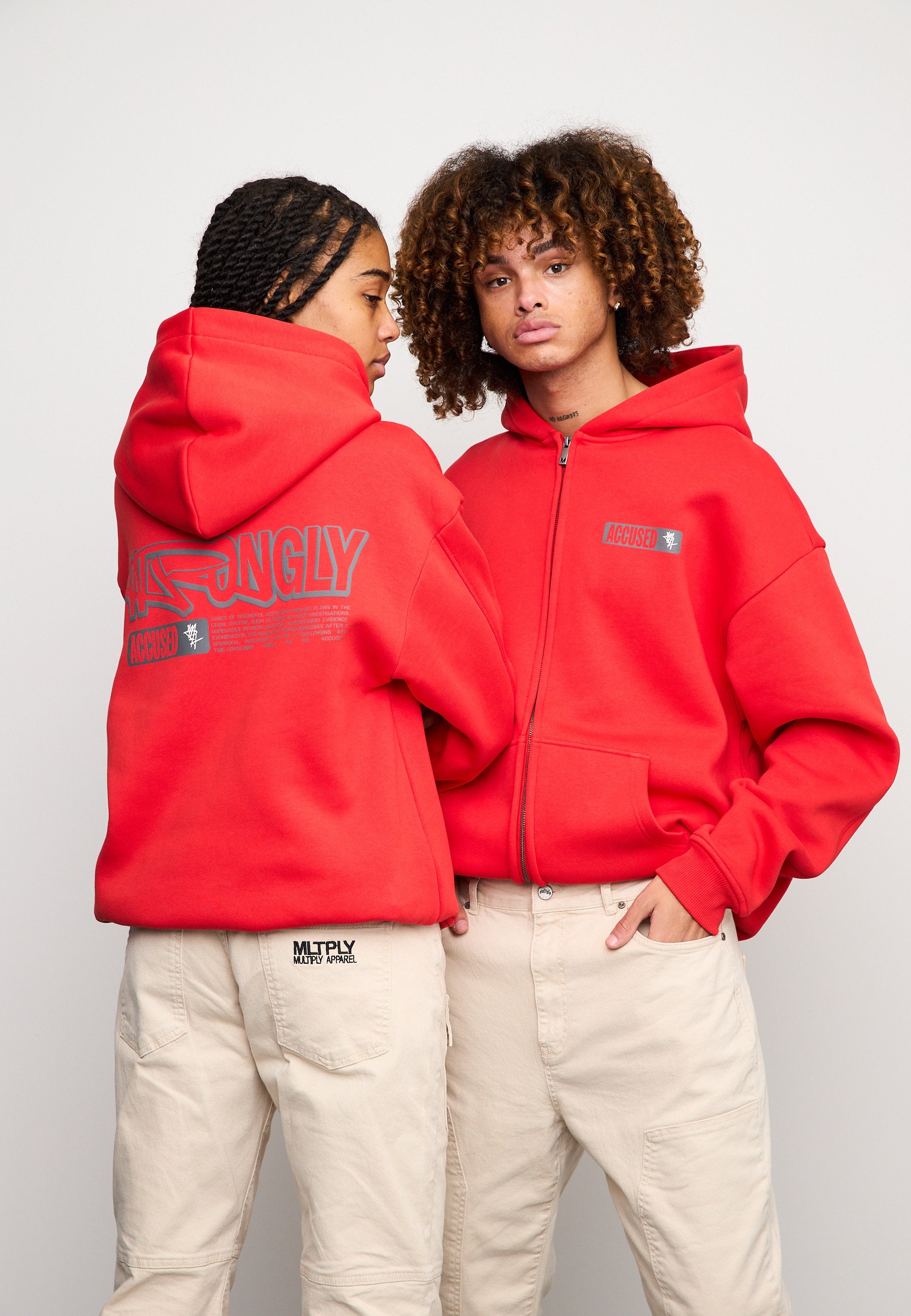 Multiply Spparel Oversize Zip Hoodie PAROLE Flame Scarlet