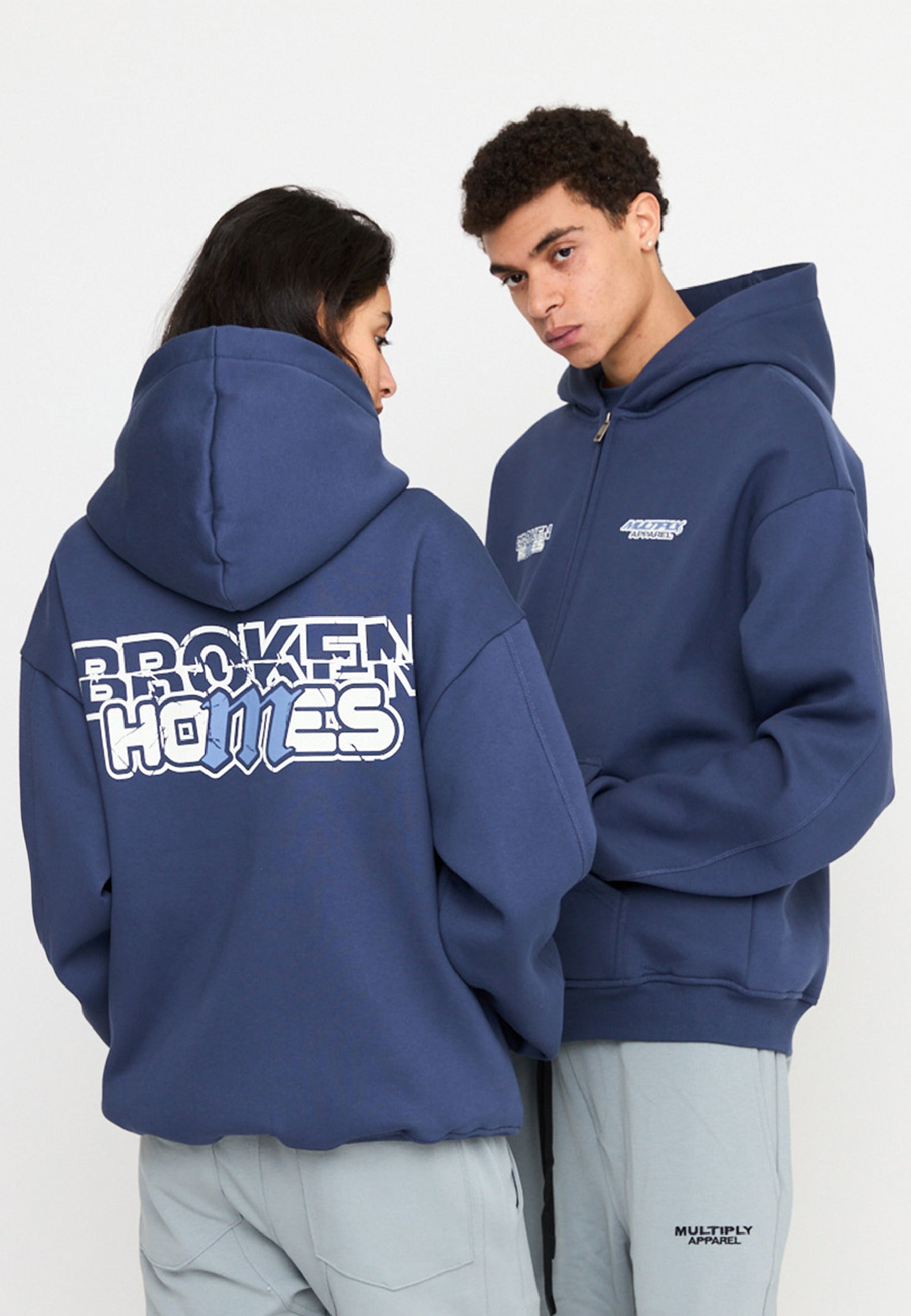 Multiply Spparel Oversize Zip Hoodie BROKEN HOMES Night Shadow