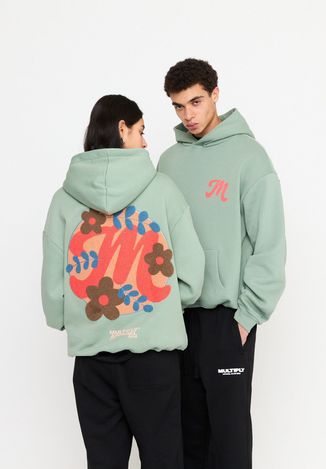 Multiply Spparel Oversize Hoodie M FLORAL Liiy Pad Soda Washed