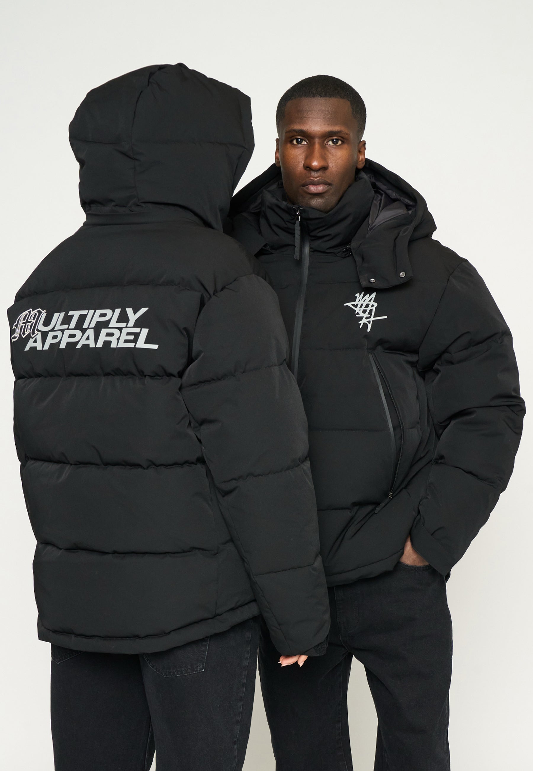 Multiply Apparel Puffer Jacket Stormy Black – Frontalansicht