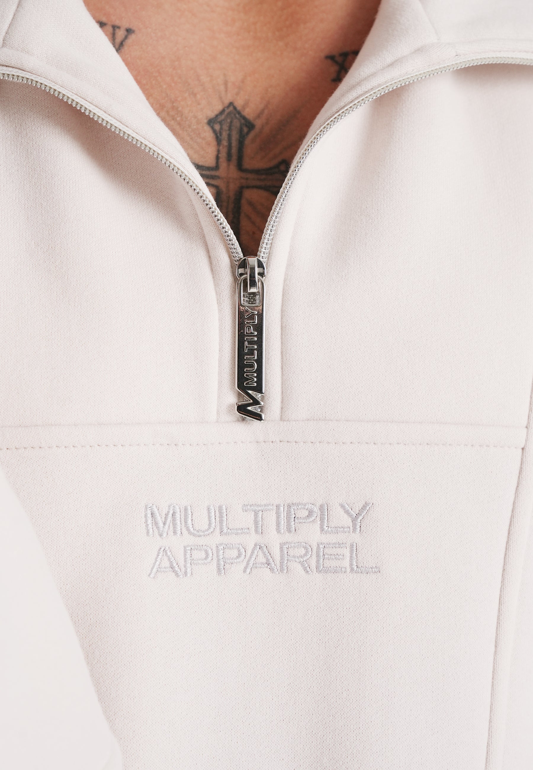 Multiply Apparel Oversize Half Zip Polo EXPLORER White Sand – weitere Ansicht 3