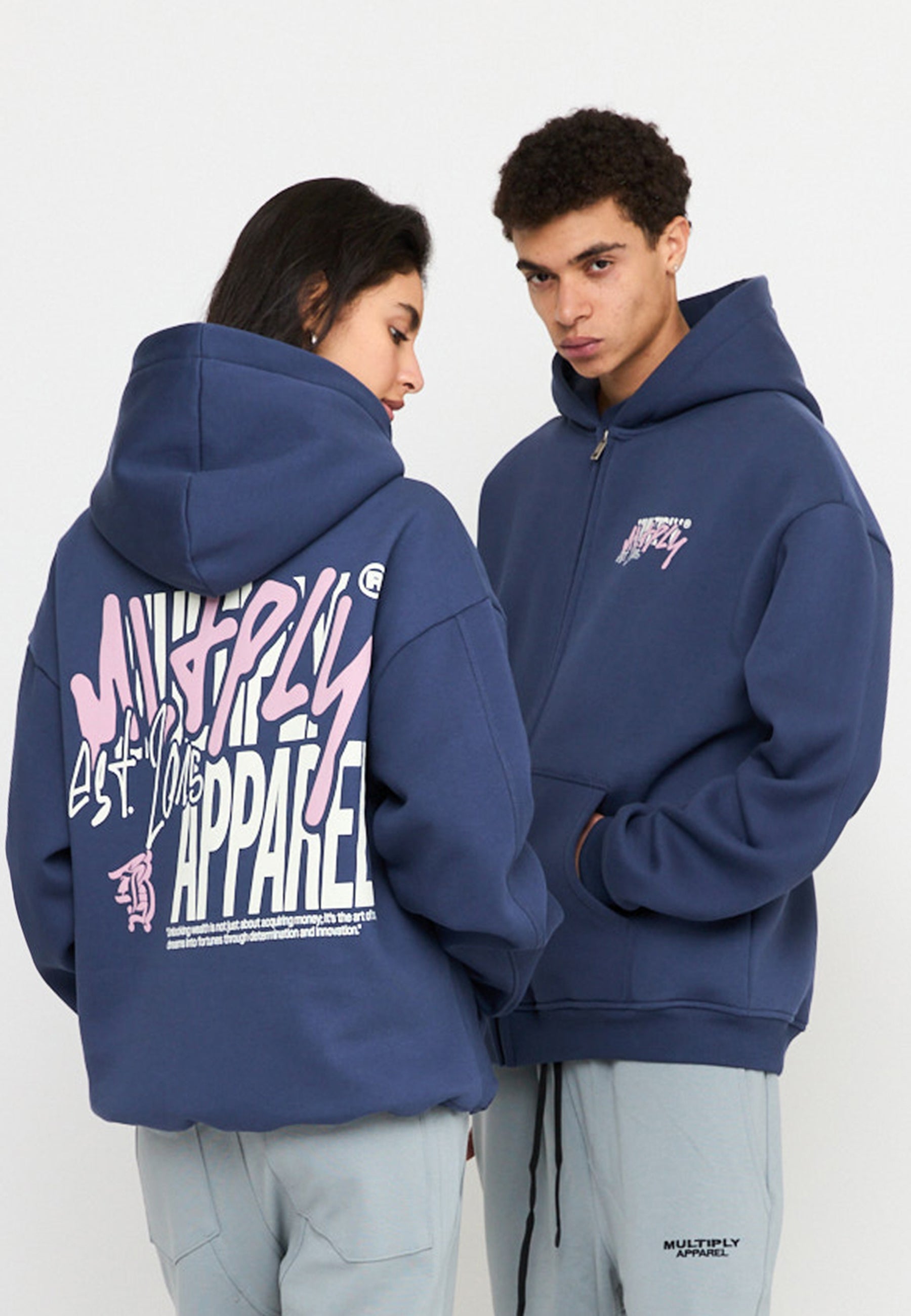 Multiply Spparel Oversize Zip Hoodie BETRAYAL Night Shadow