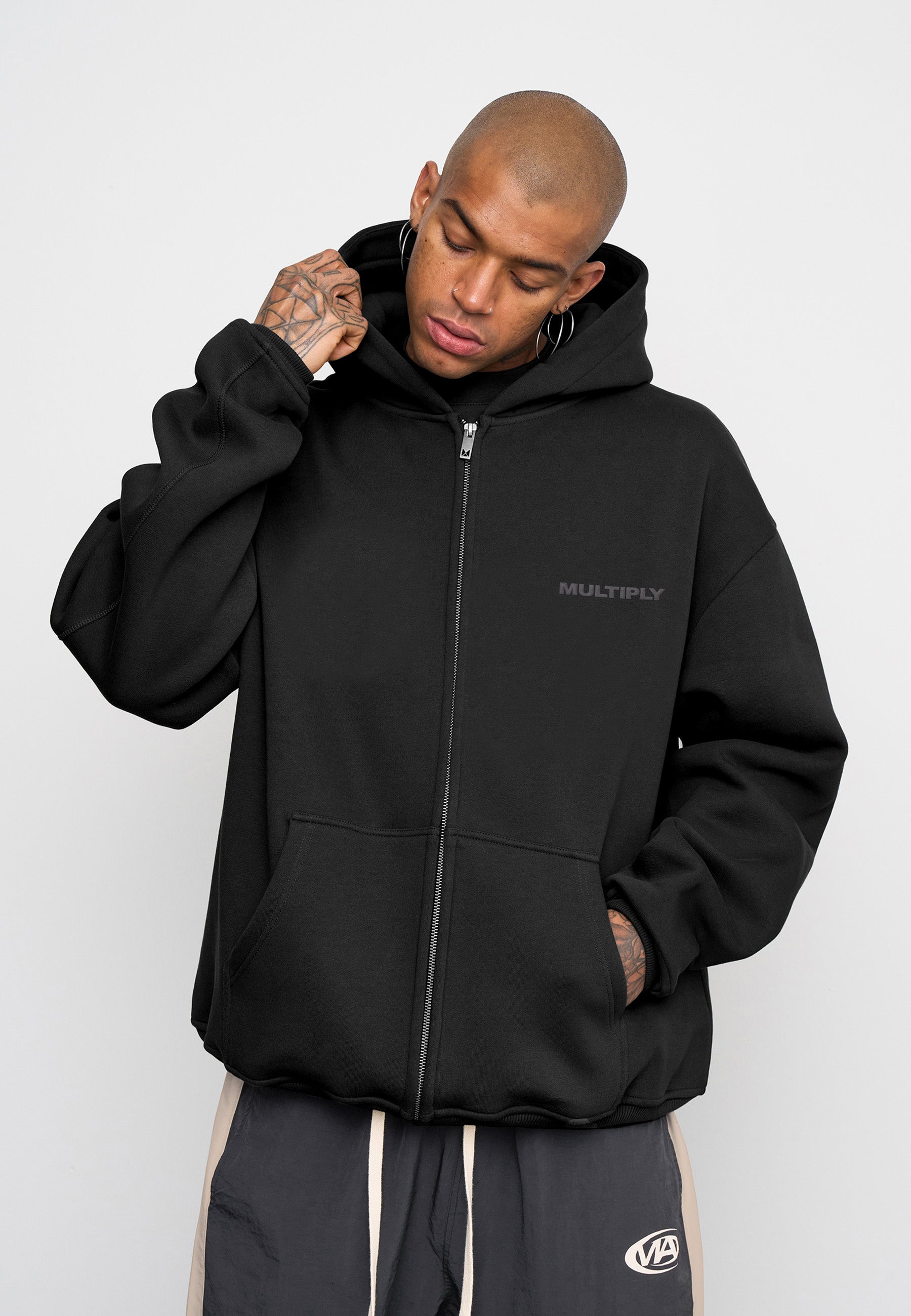 Oversize Zip Hoodie MULTIPLY 2 Black