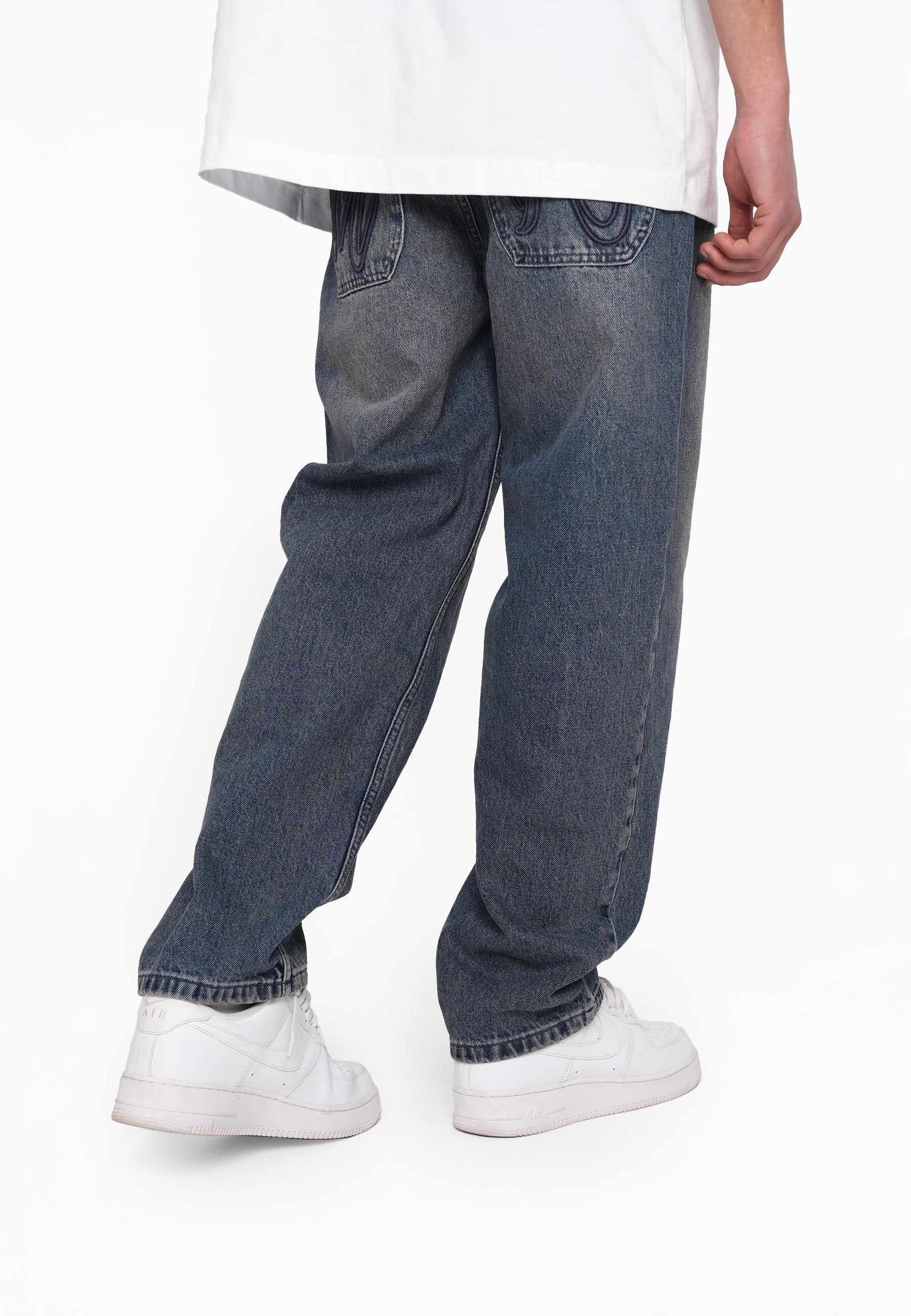 Multiply Apparel Wide Straight Jeans SLICK Blue Beige – weitere Ansicht 4