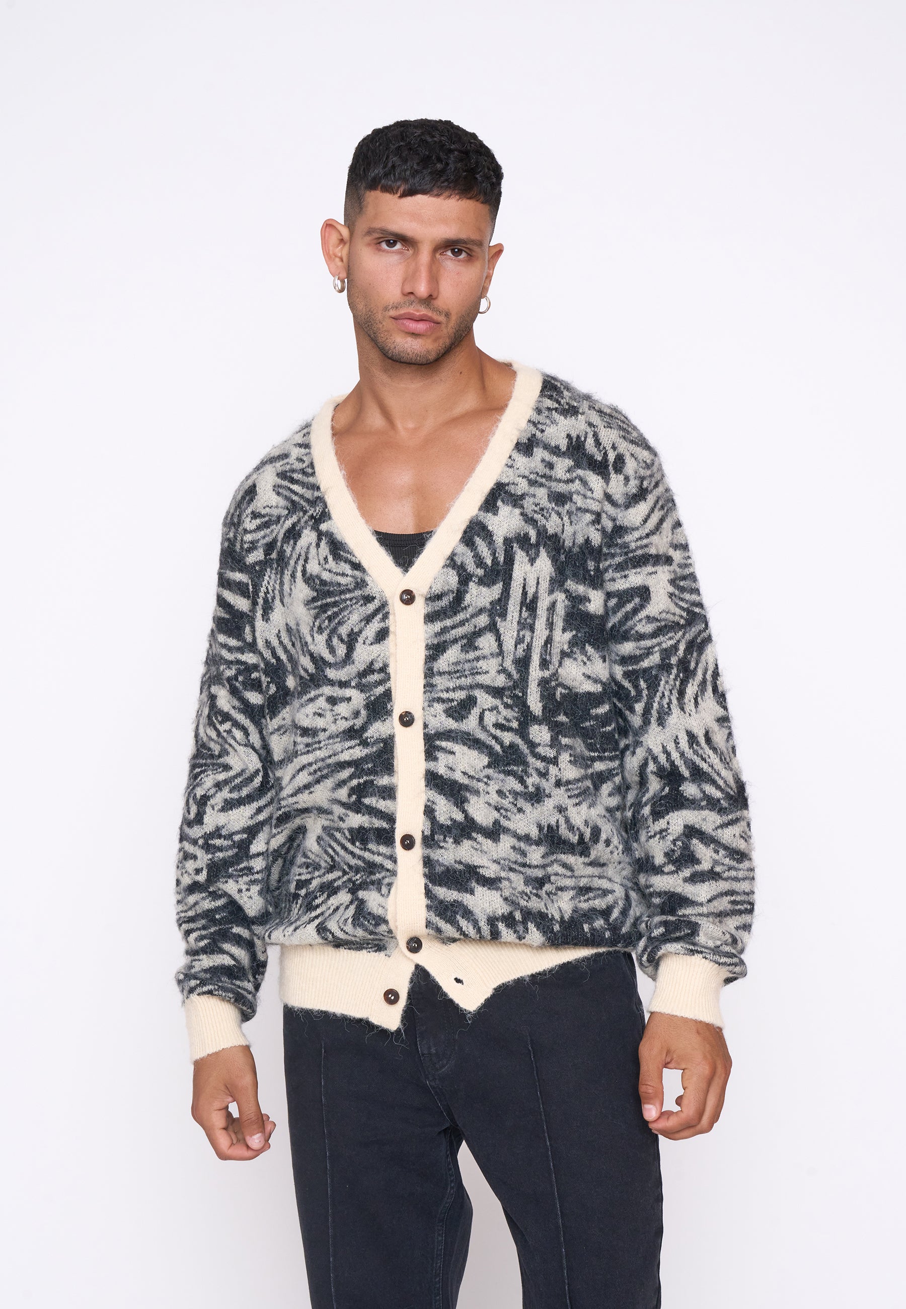 Multiply Apparel Knit Cardigan CONCRETE White Swan – weitere Ansicht 3