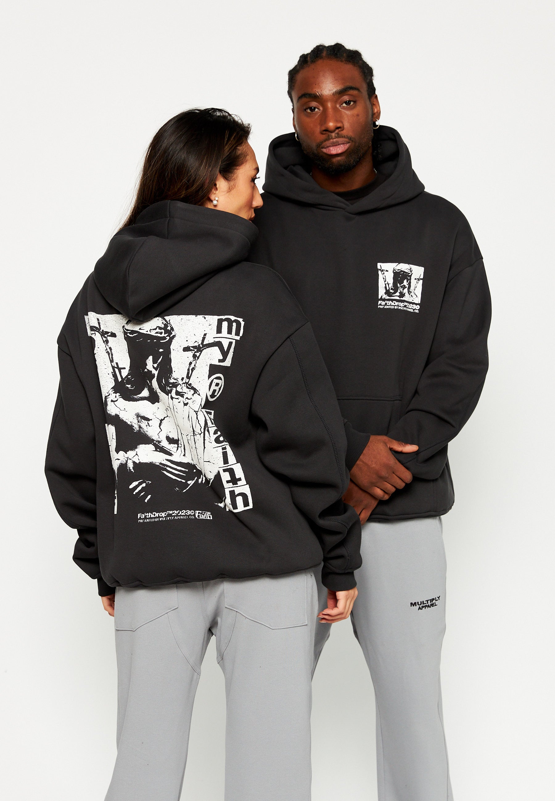 Multiply Spparel Oversize Hoodie HEAVY BURDEN Black soda Washed