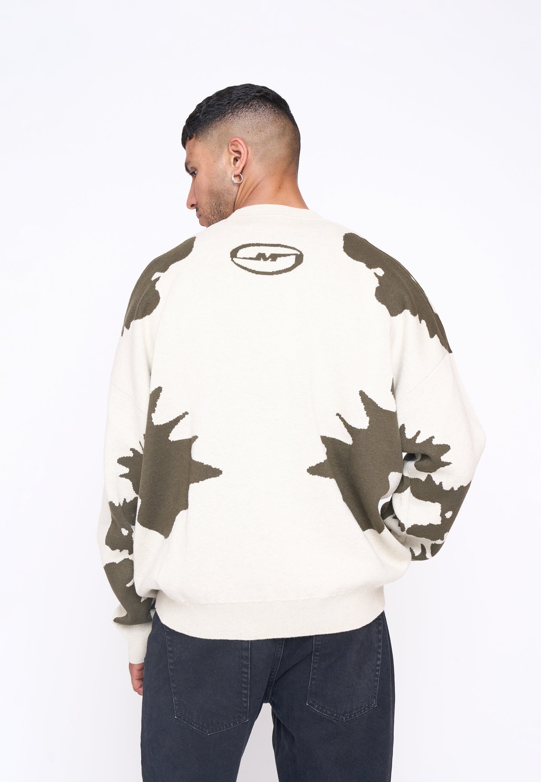 Multiply Apparel Oversize Knit Sweater URBAN White Swan Green – weitere Ansicht 4
