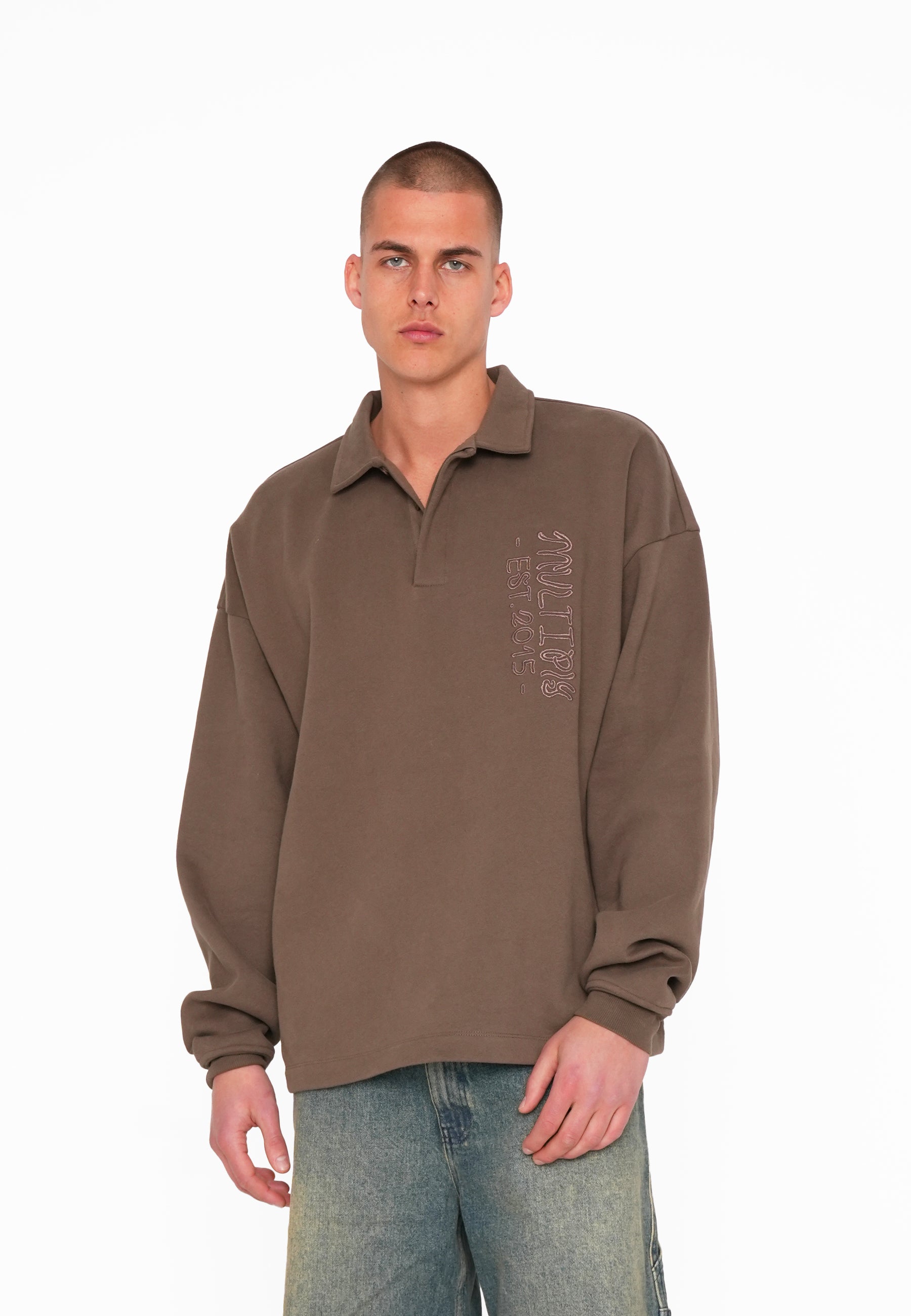 Multiply Apparel Oversize Longsleeve Polo JUMBLE Canteen – weitere Ansicht 5